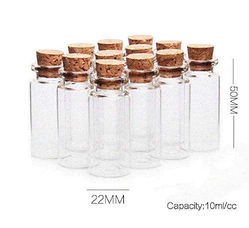 24 Pieces 10ml Clear Glass Jars Bottles with Cork Stoppers, Glass Bottles for Decoration, Arts &#x26; Crafts, Projects, Party Favors