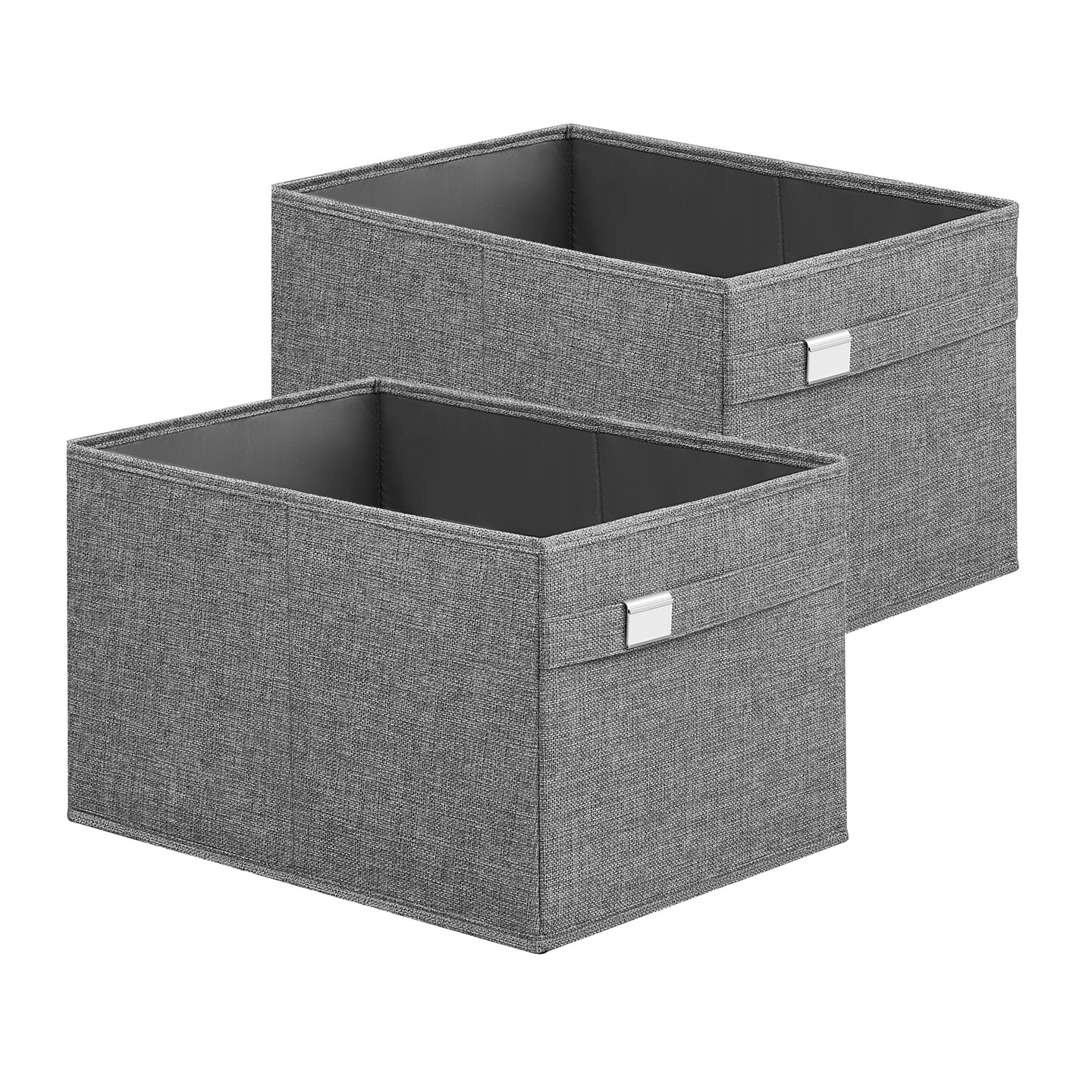 2 Pieces Storage Baskets,  Extra Large Storage Bins for Organizing, 15.7 x 11.8 x 9.8 Inches, Fabric Storage Cubes for Shelves, Easy to Clean, Foldable, 2 Handles, Dove Gray UROB240G02