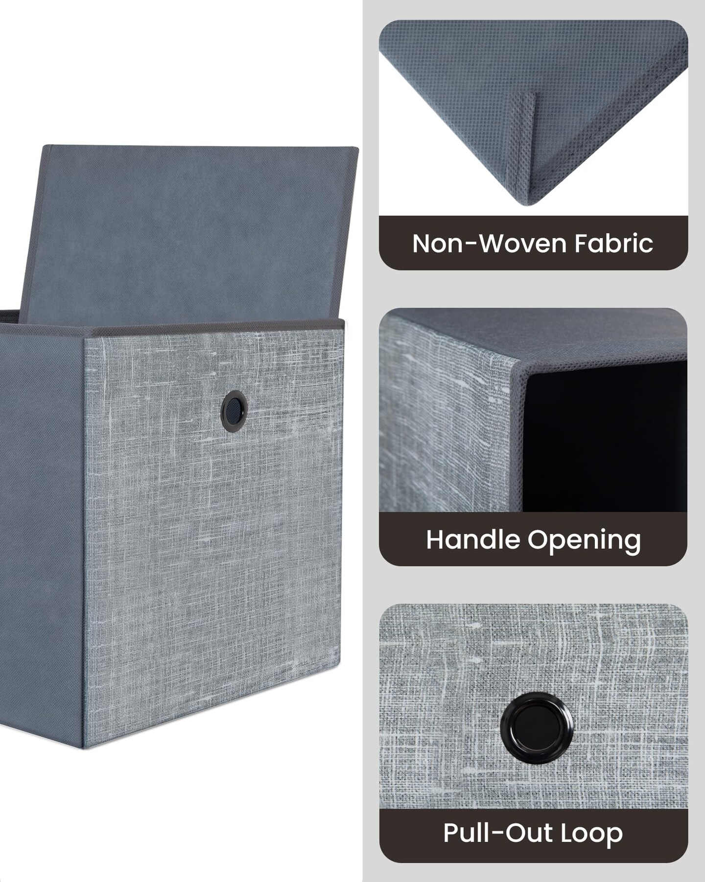 6 Pieces Storage Cubes, 11.8-Inch Foldable Cube Storage Bin with Handles,  Cube Storage Baskets for Organizing, Closet Organizers for Shelves, Bookcase, Grey SC07030W