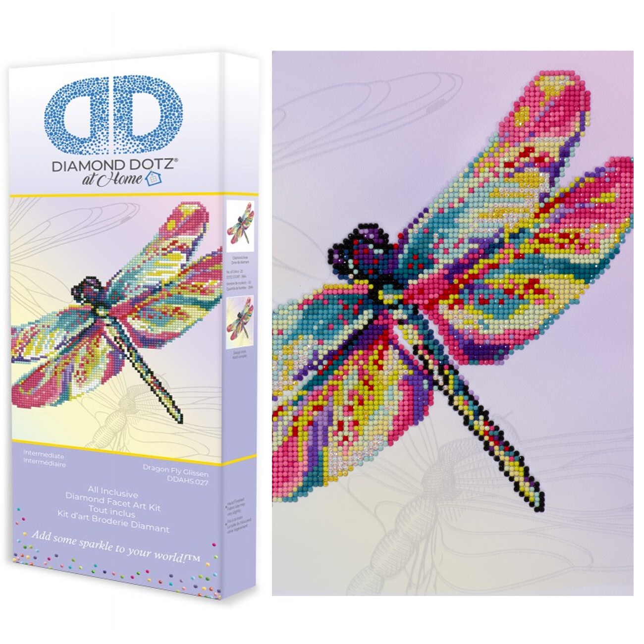 Diamond Dotz at Home Dragon Fly Glissen Diamond Painting Kits for Adults - Diamond Art Kits a Relaxing Creative Craft Kit with Dotz Gems 15x15