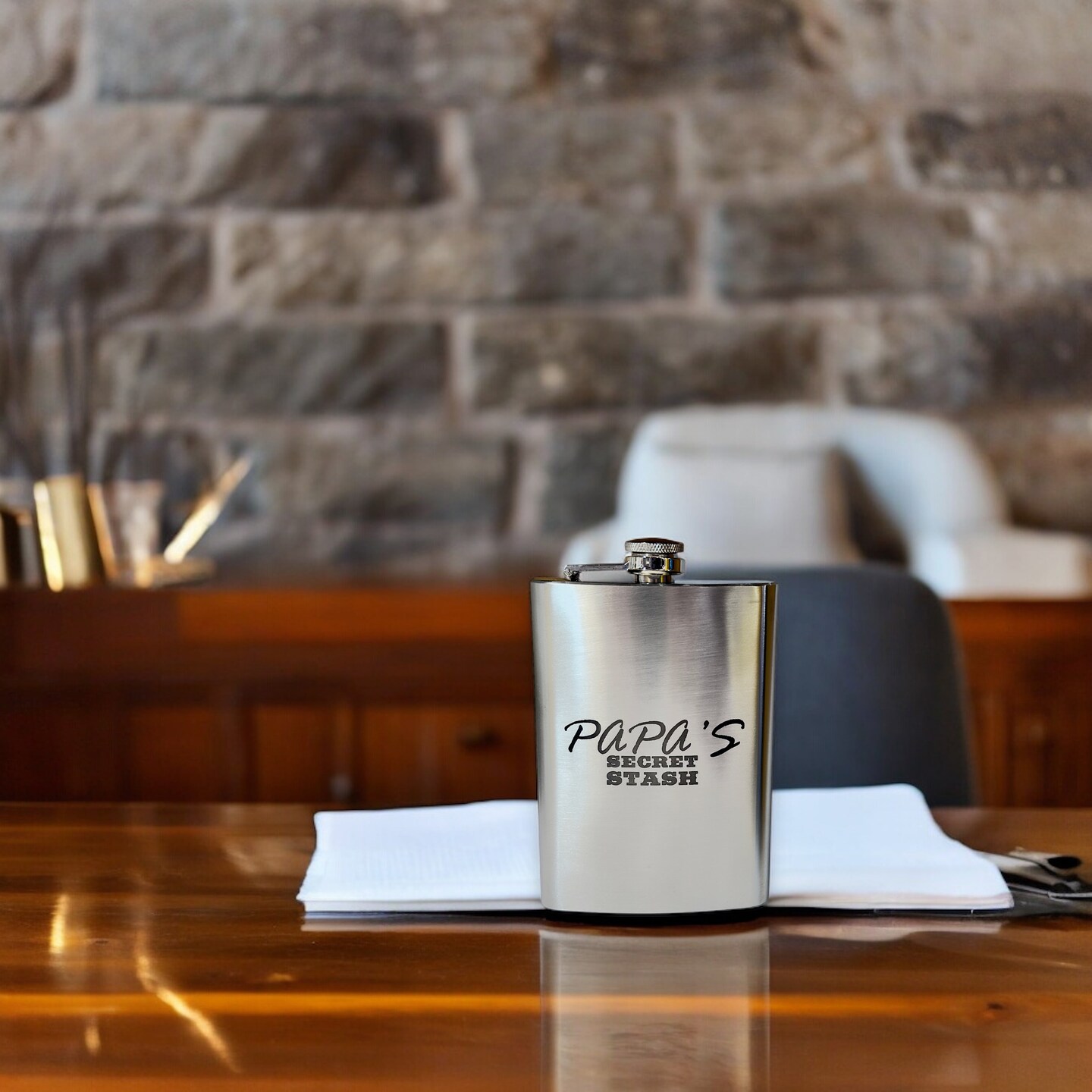 8oz Papa's Secret Stash Stainless Steel Flask 8oz Papa's Secret Stash Stainless Steel Flask
