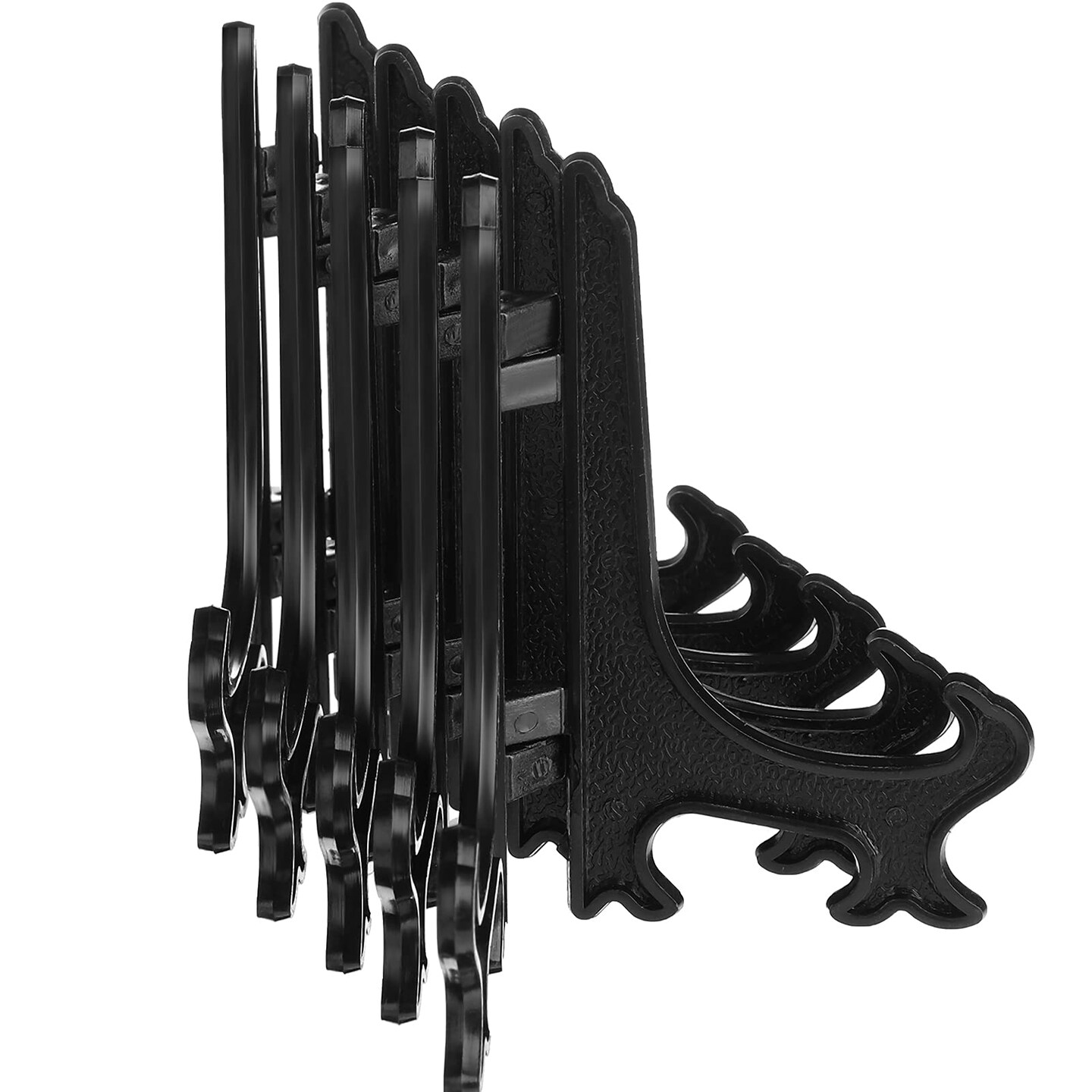 24 Pieces Plastic Easel Plate Display Stands Holders Picture Easel at Weddings, Home Decoration (Black, 3 Inch)