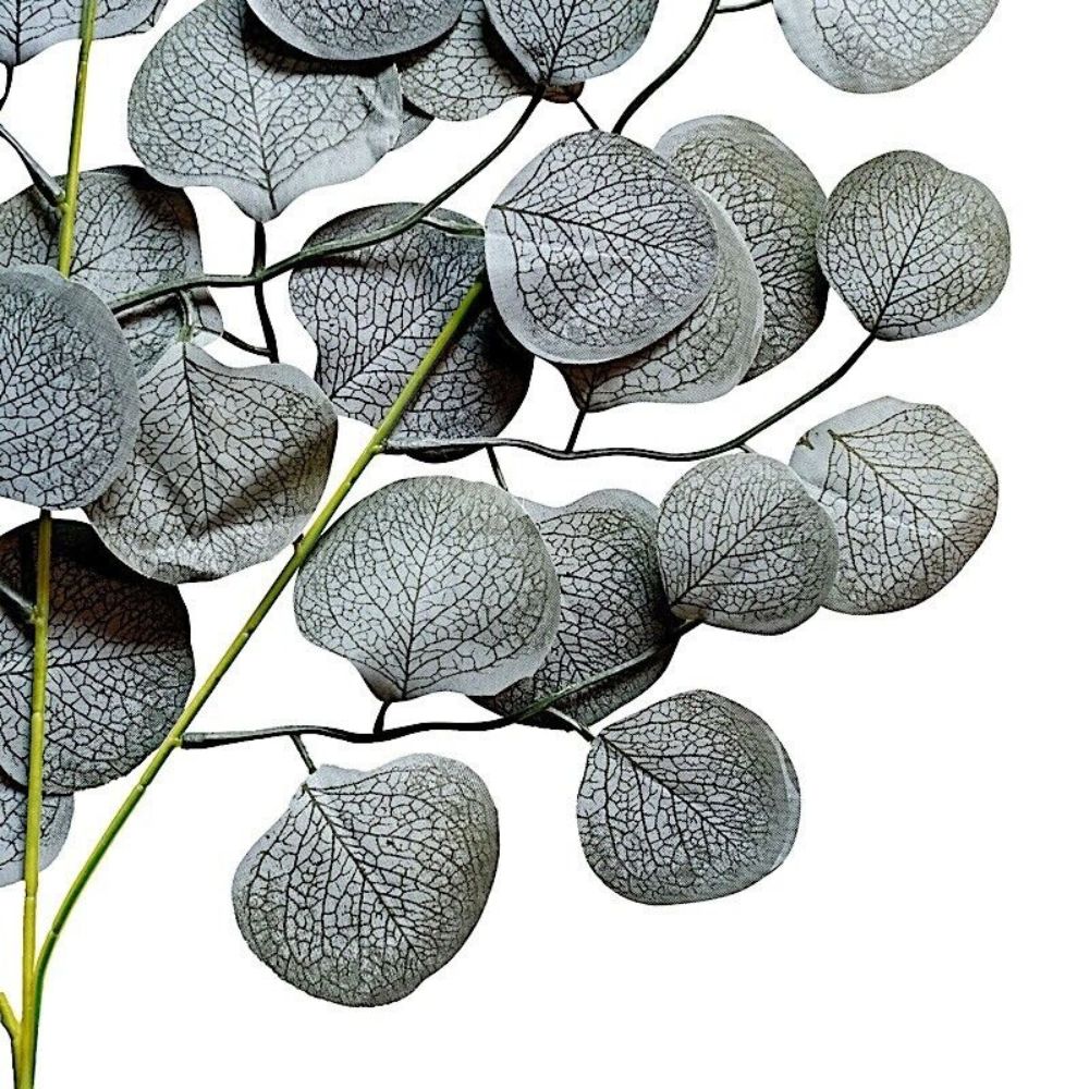 Elegant Frosted Green Eucalyptus Stems: Set of 4, 25-Inch Silk Artificial Leaves