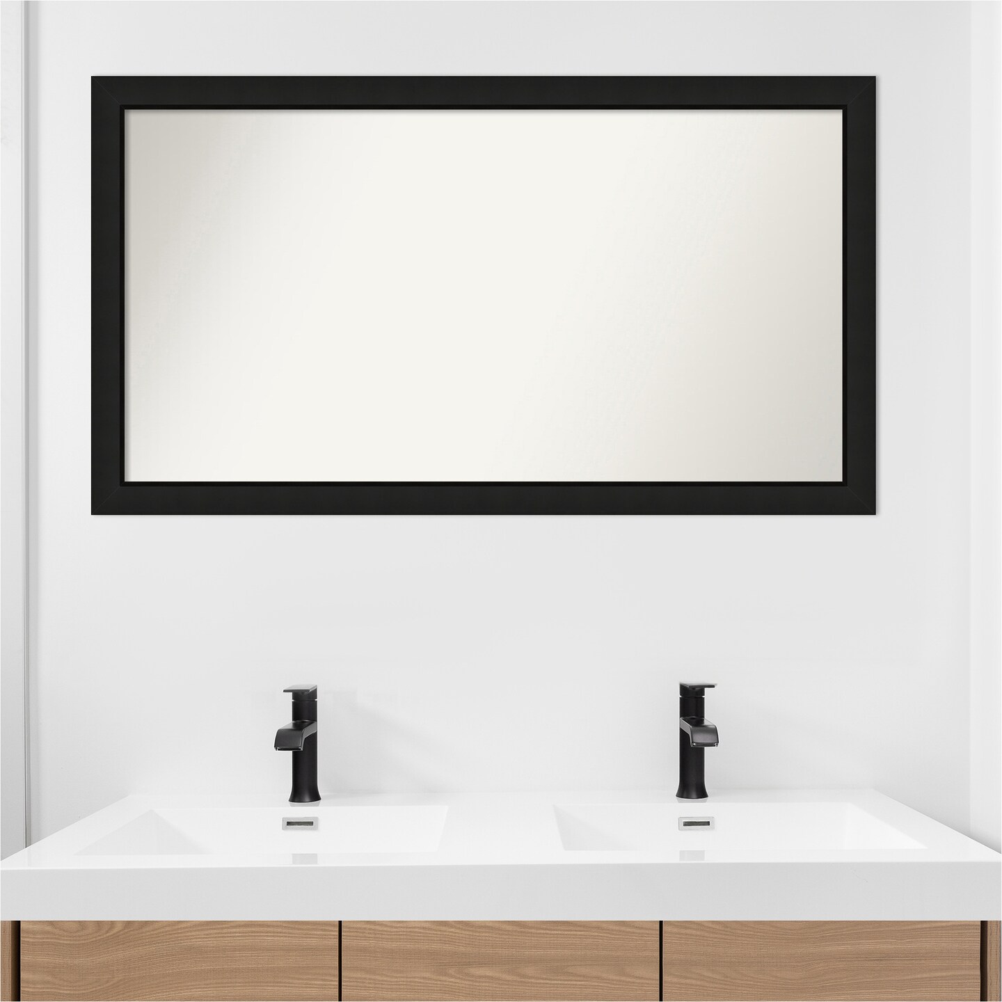 Midnight Black Narrow Non-Beveled Custom Framed Bathroom Vanity Wall Mirror
