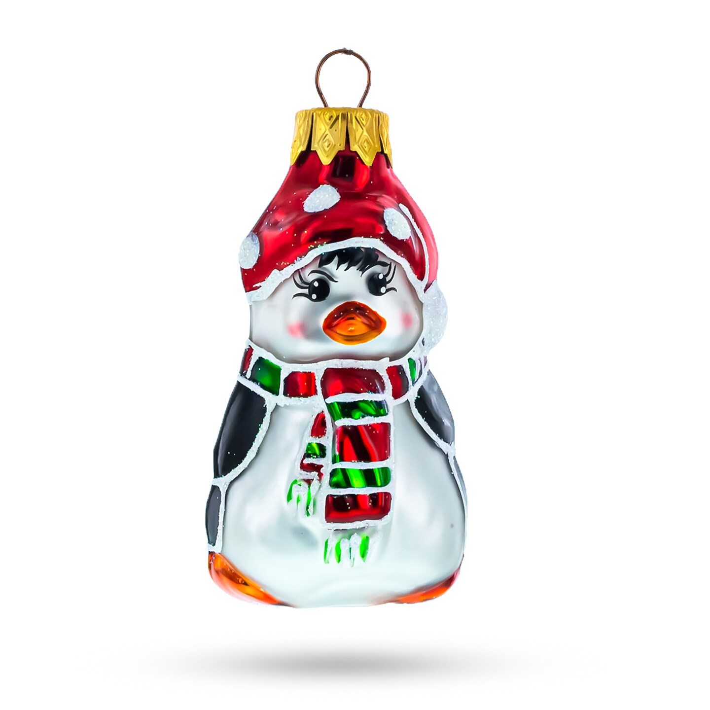 Adorable Penguin with Scarf and Hat Glass Christmas Ornament
