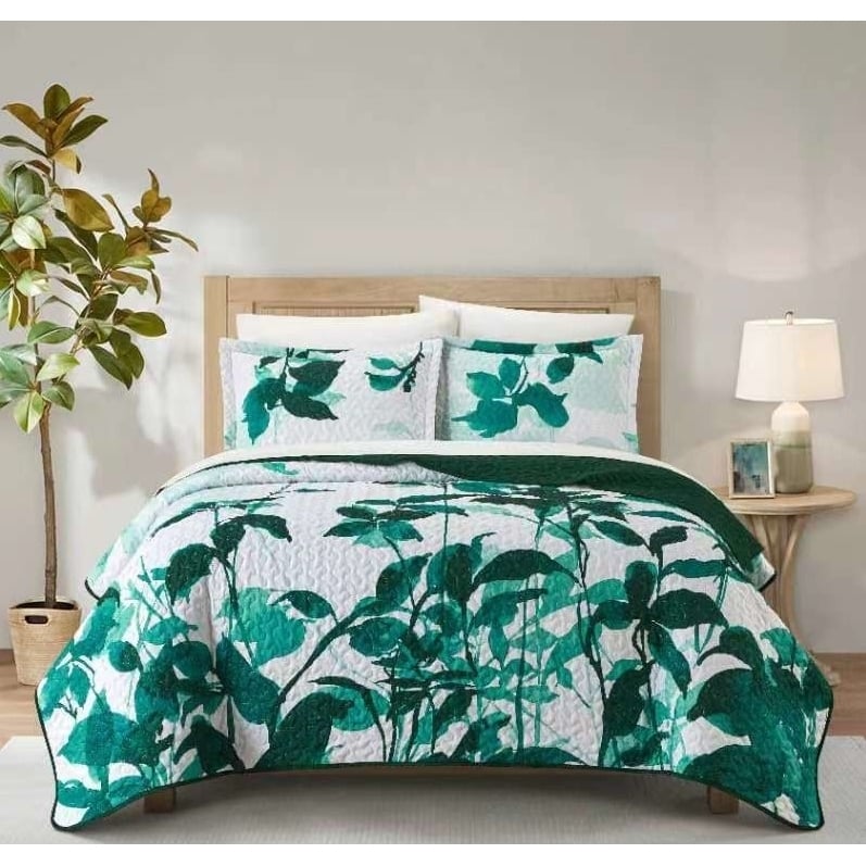 Chic Home Waverly 3 Piece Quilt Set Watercolor Floral Pattern Print Coverlet Bedspread