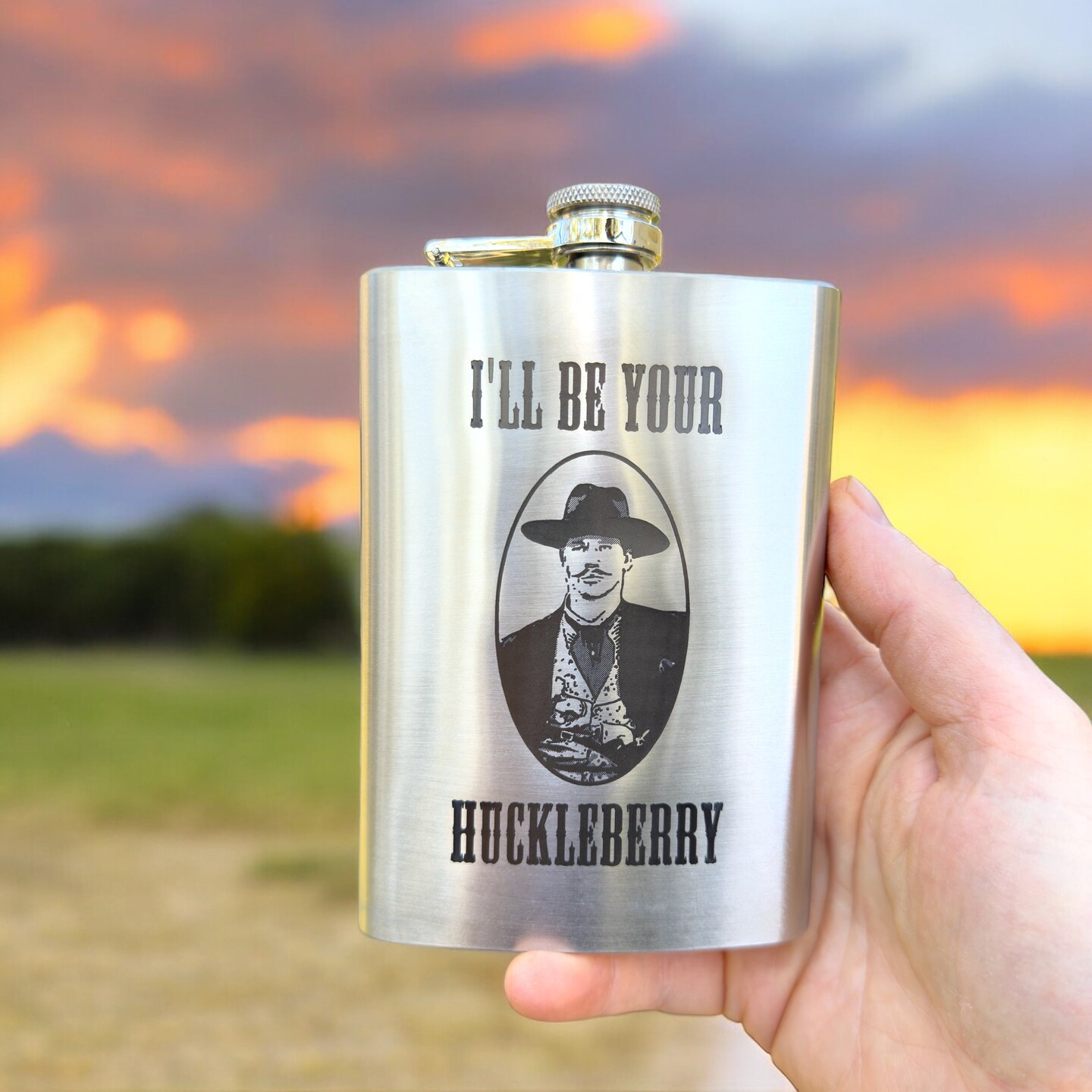 8oz I'll Be Your Huckleberry Stainless Steel Flask 8oz I'll Be Your Huckleberry Stainless Steel Flask