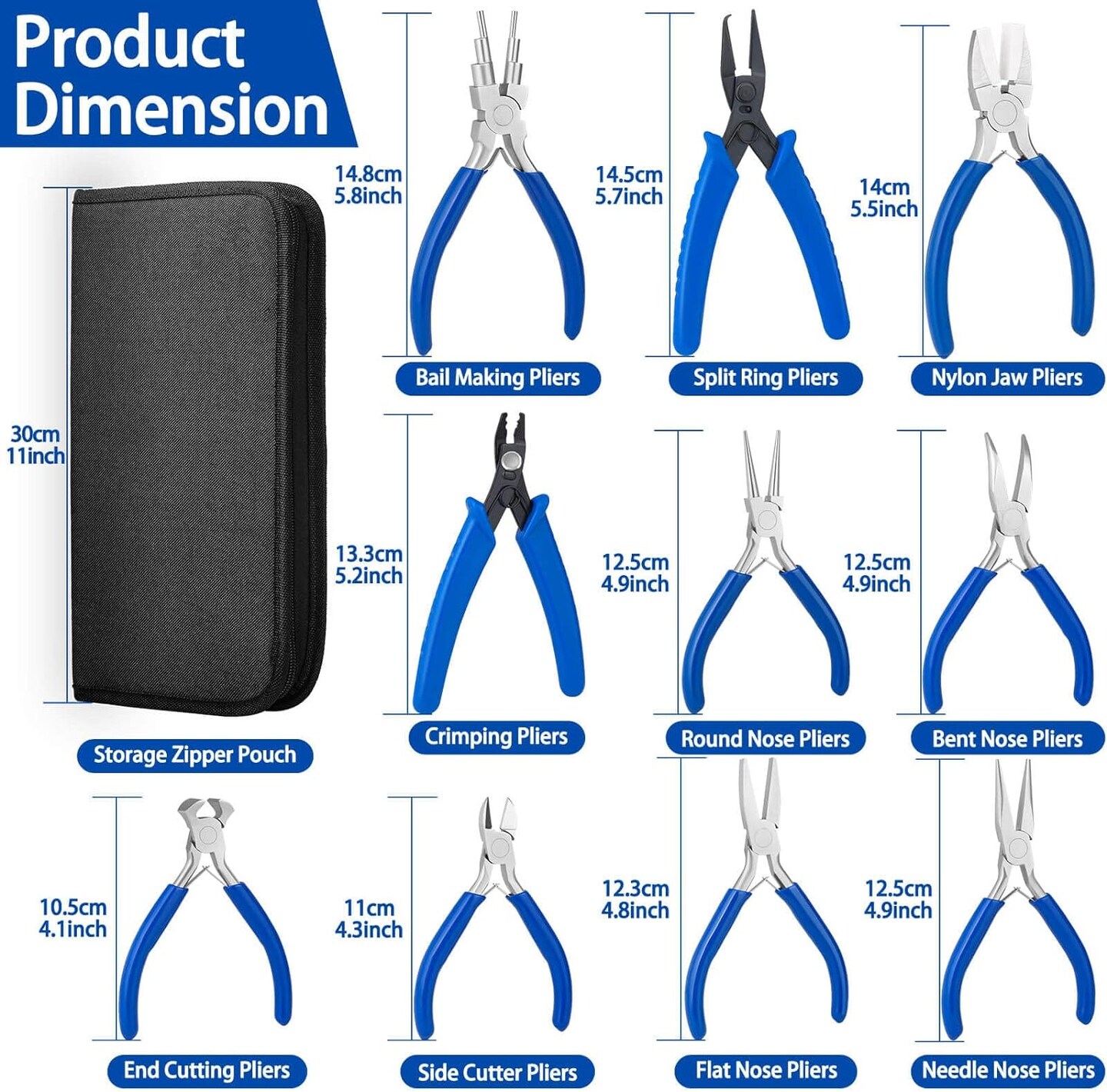 Jewelry Pliers, Set of 10 Professional Jewelry Making Pliers Tools for Craft, Wire Wrapping