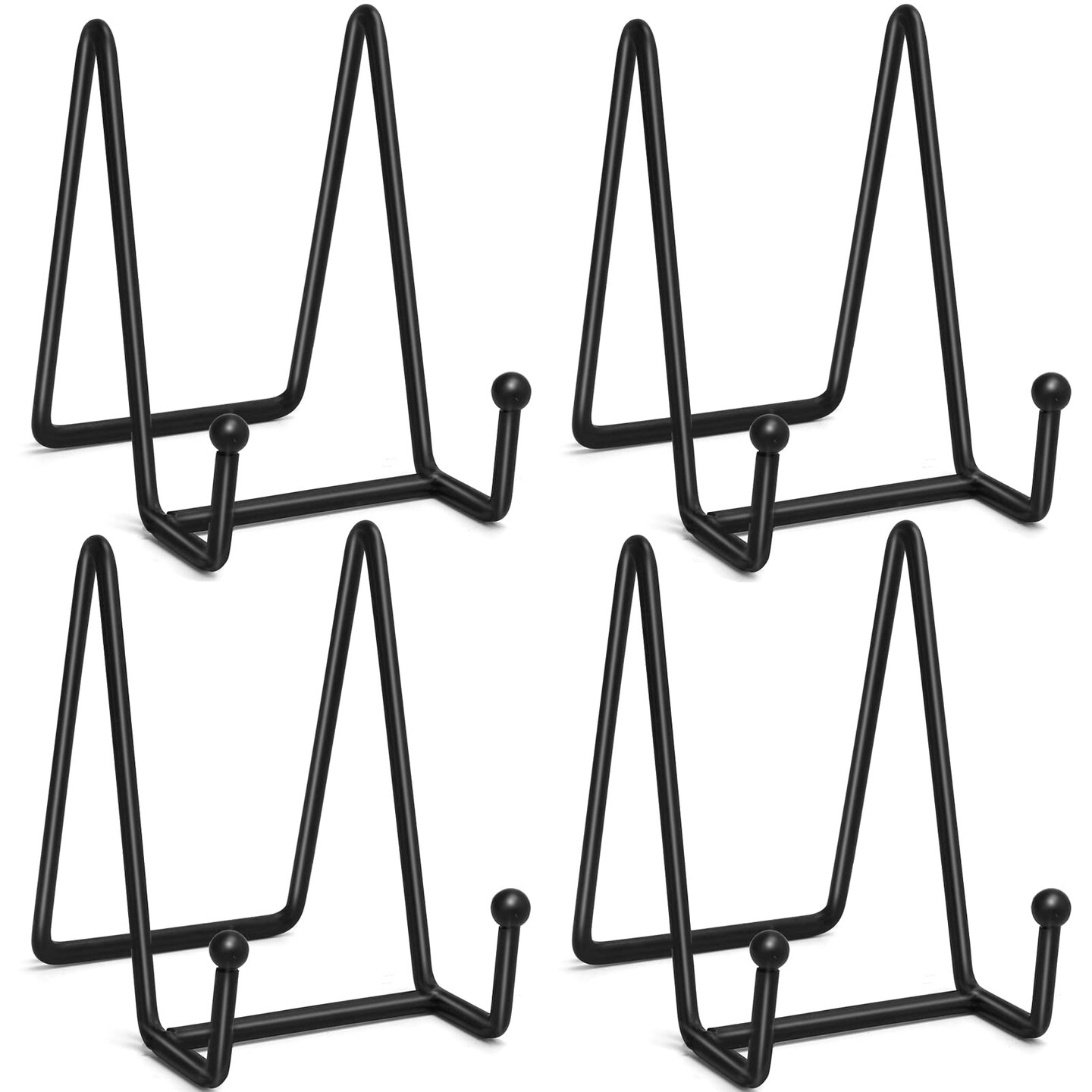 Ouskr Plate Stands for Display, 4 Pcs 4-1/4 Inch Plate Holder Display Stand, Metal Iron Picture Frame Holders Stand for Book Photo Small Easels Plaque Dish Art Tabletop Decorative Black