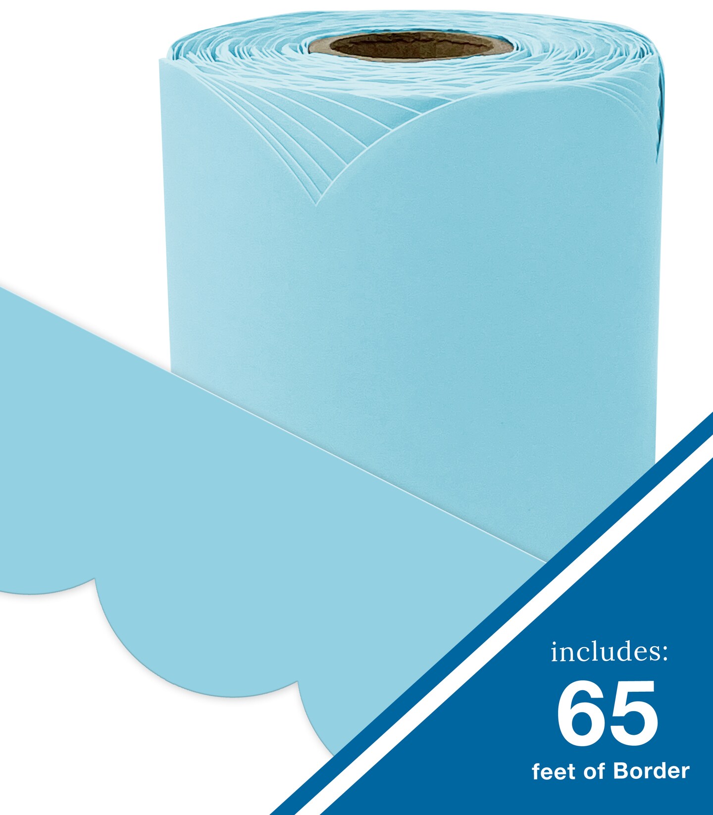 Carson Dellosa 65 Feet of Sky Blue Bulletin Board Border, Scalloped Border Trim, Spring Bulletin Board Decorations, Rolled Classroom Border for Bulletin Board, White Board, Classroom D&#xE9;cor