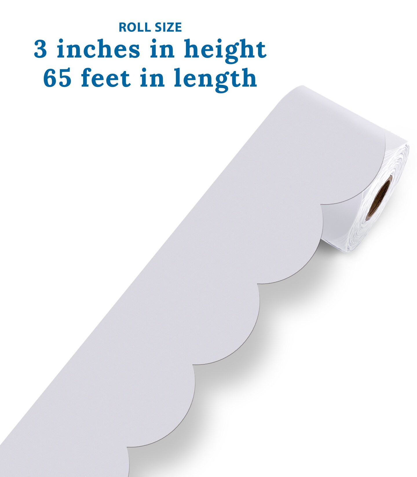 Carson Dellosa 65Ft of Light Gray Bulletin Board Borders, 1 Roll of Grey Scalloped Trim for Rolling Whiteboard, Cork and Posterboard, Party, Office Decorations, and Classroom Decor