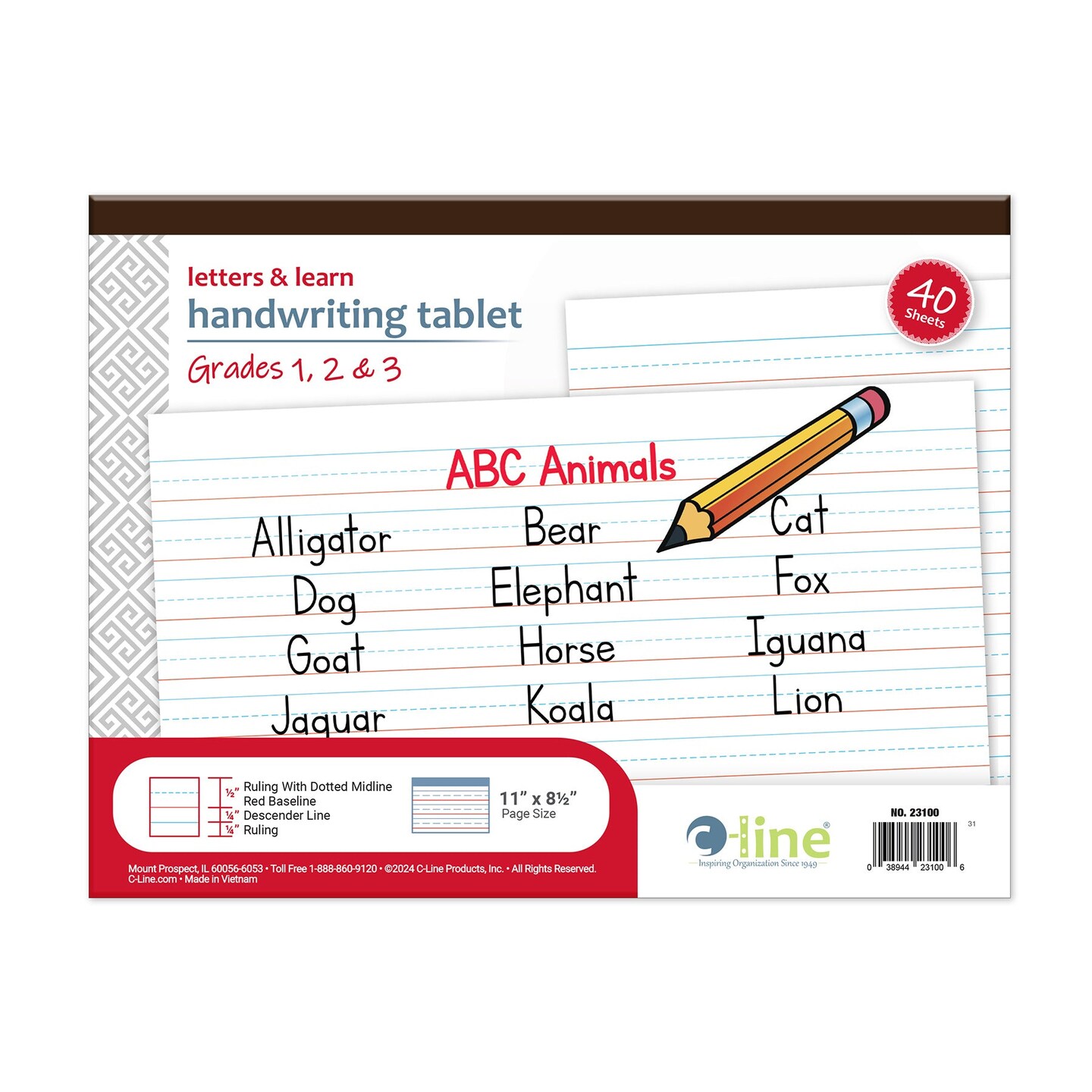 Letters &#x26; Learn Handwriting Tablet, 40 Sheets, 11&#x22; x 8-1/2&#x22;, Pack of 6