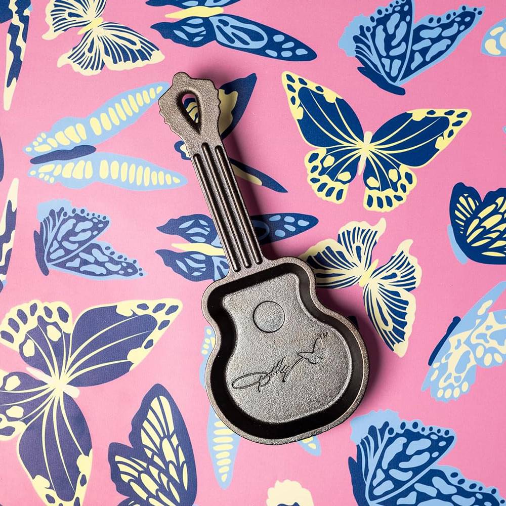 Lodge Cast Iron Mini Skillet, Dolly Parton Rockstar Guitar Shape Design with Signature - Thumbnail 4