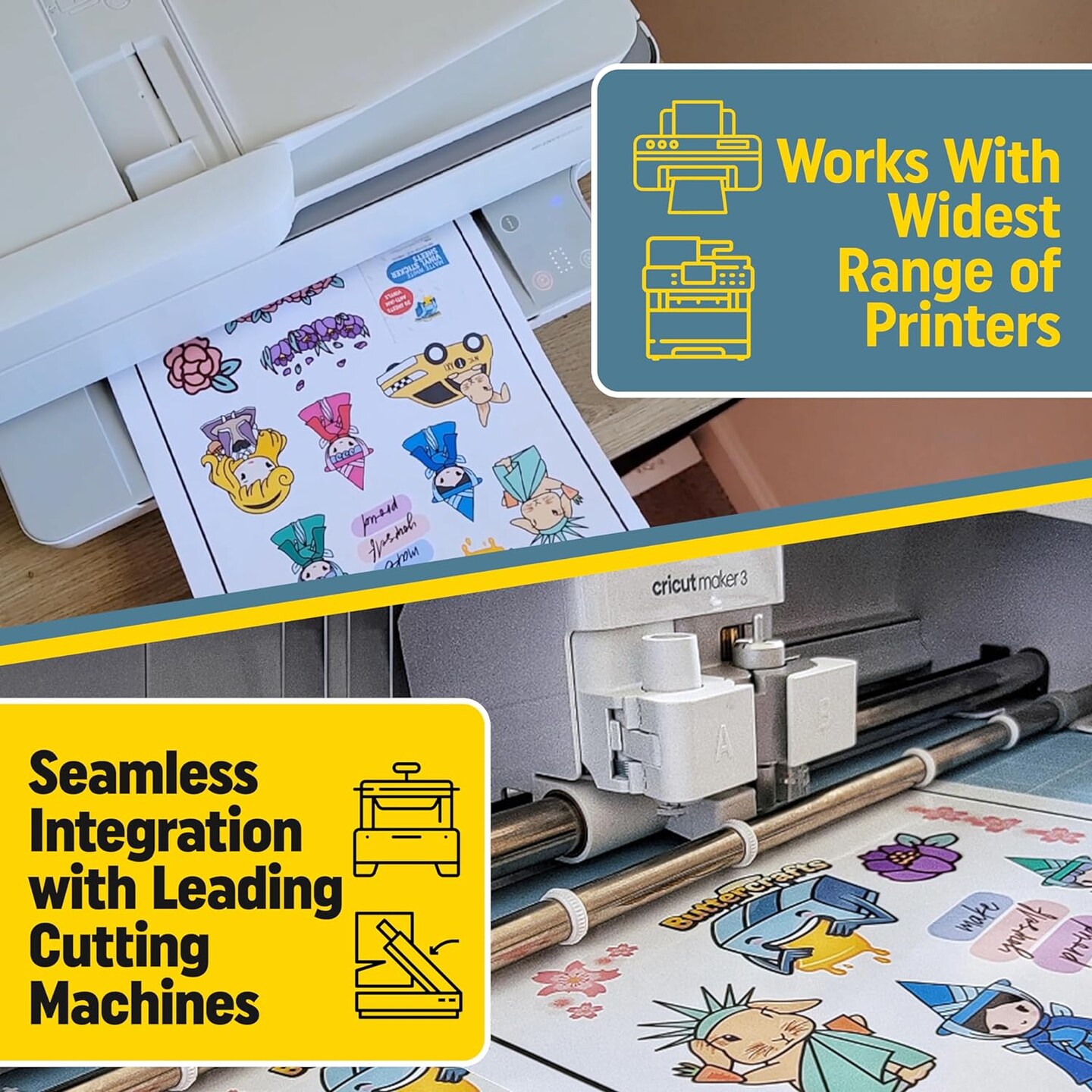 25 Sheets A4 (8.3&#x201D;x11.7&#x201D;) Printable Vinyl Clear Sticker Paper Waterproof Label for Ink Jet Printer.