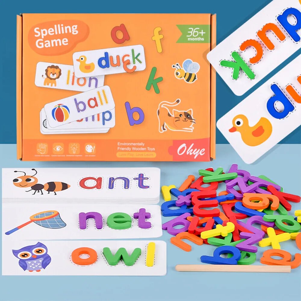 Kitcheniva Matching Letter Game Words Wooden Educational Toys