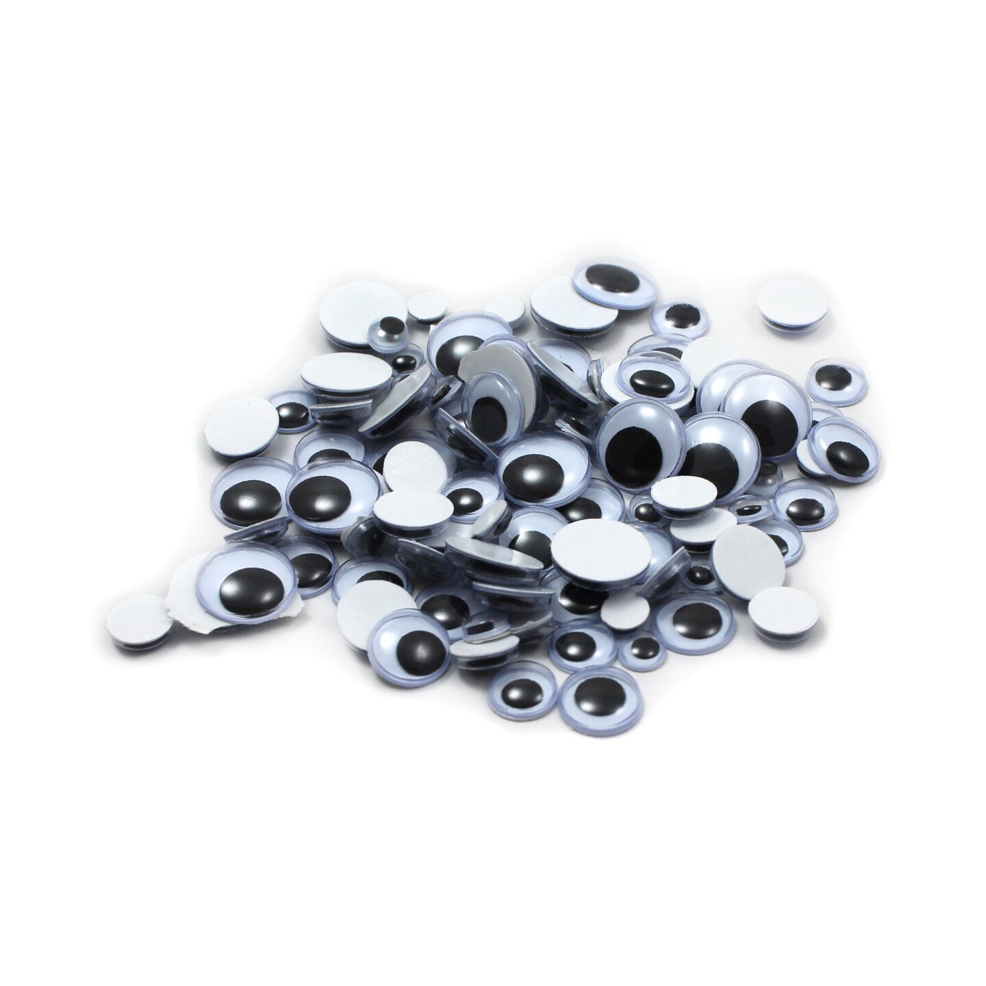 Assorted Peel&#x27;n Stick Wiggle Eyes, Black, 100 Per Pack, 12 Packs