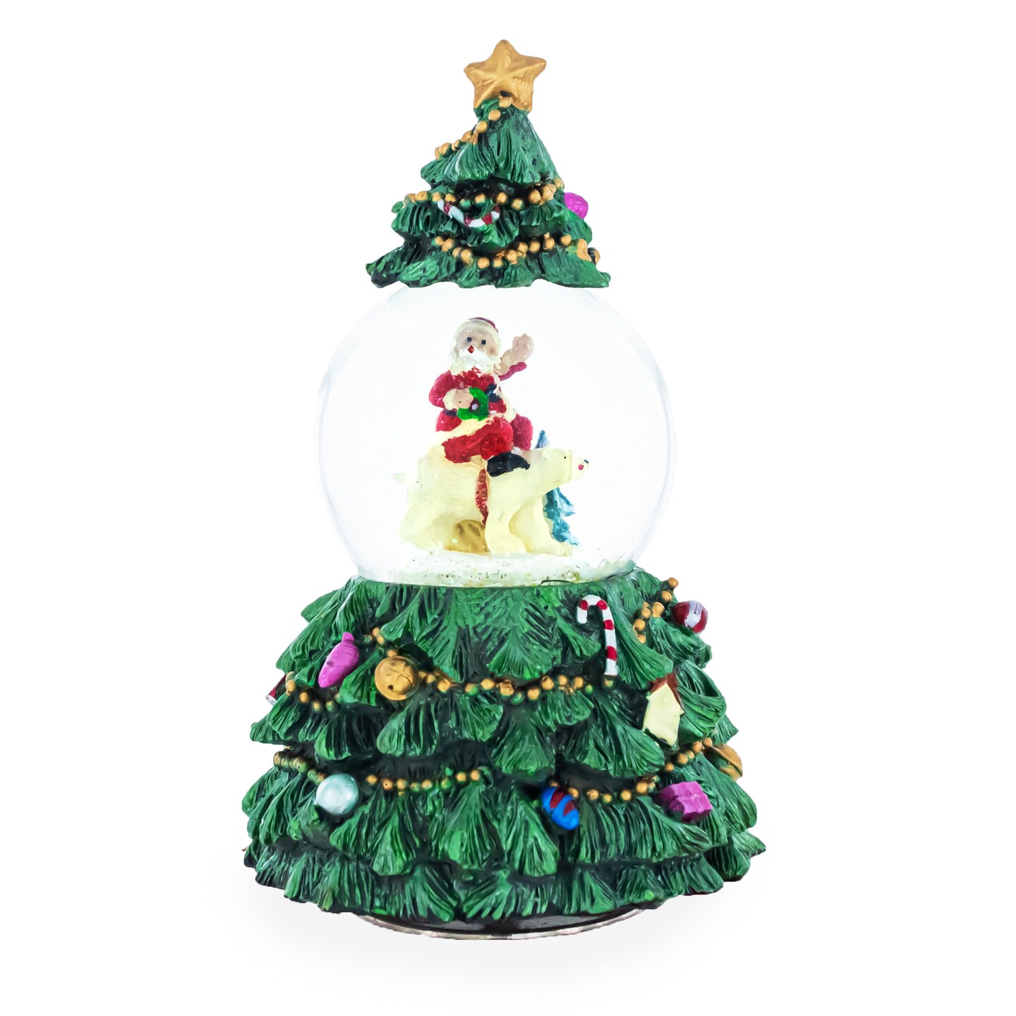 Santa&#x27;s Riding Polar Bear Spinning Musical Water Snow Globe
