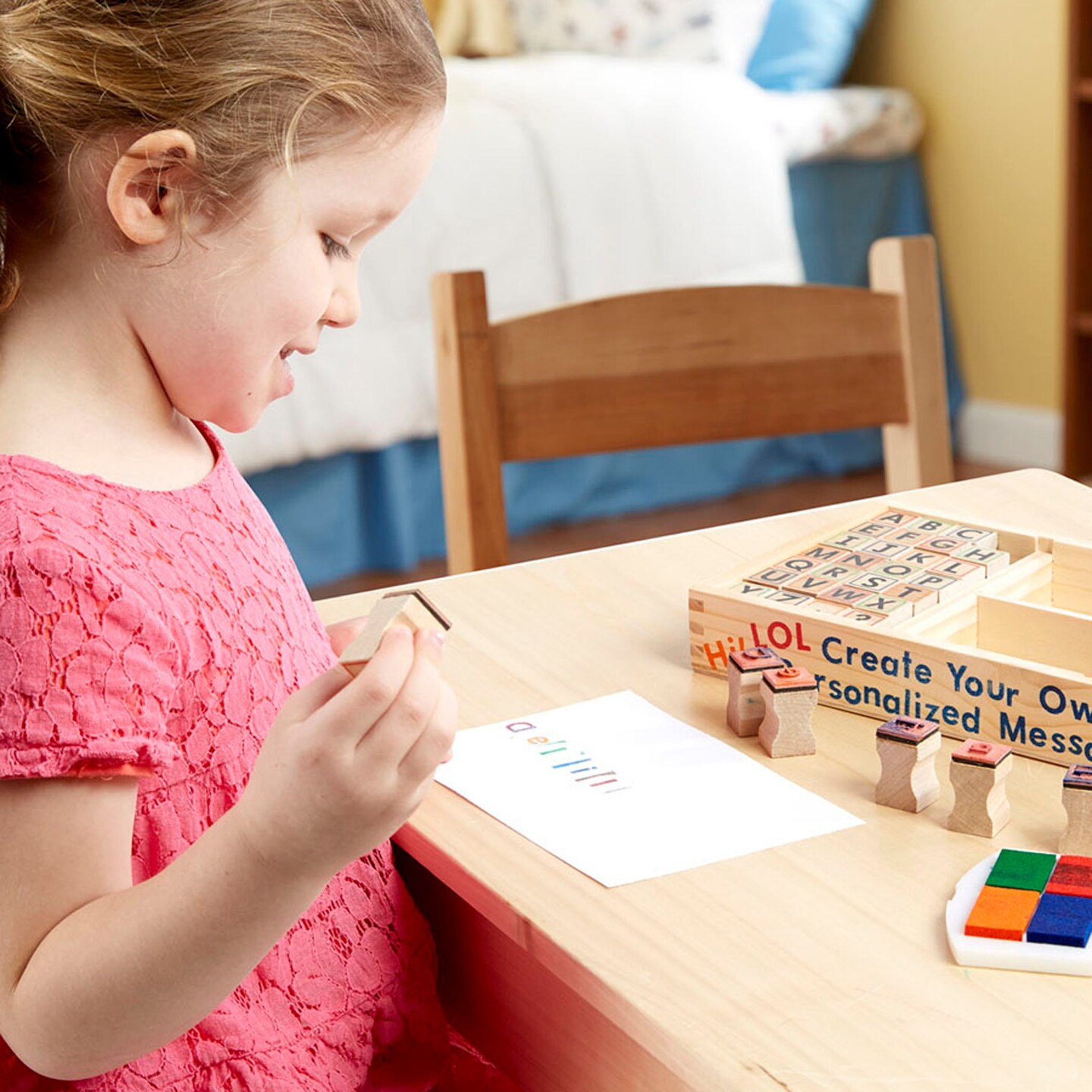 Alphabet Stamp Set, Set of 56 Letters and Stamp Pad
