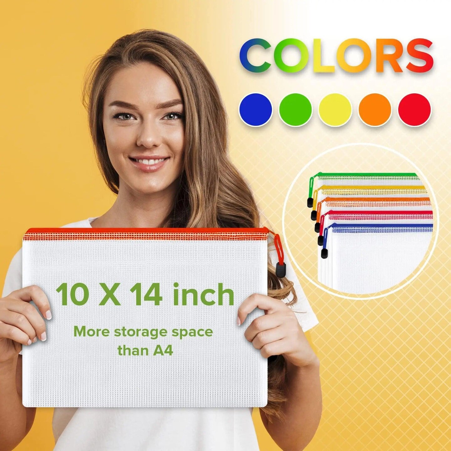5 Pack Mesh Bags with Zipper 10x14 Inch for Organizing &#x26; Storage   Plastic Pouches for School Teachers Classroom Organization   Zipper Storage Bags   Plastic Zipper Pouch 10 X 14   Zippered Pouch Bag