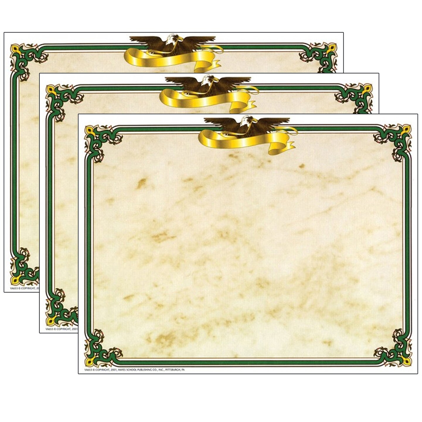 Eagle Border Certificate, 8.5&#x22; x 11&#x22;, 50 Per Pack, 3 Packs