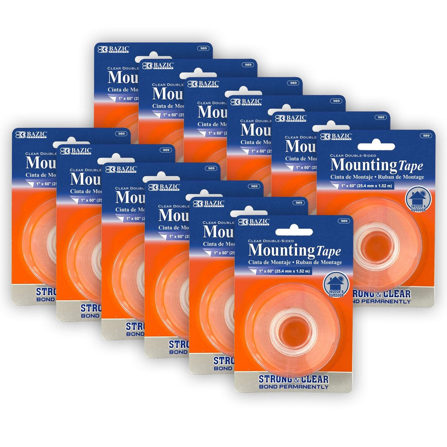 Double Sided Clear Mounting Tape, 1&#x22; x 60&#x22;, Pack of 12