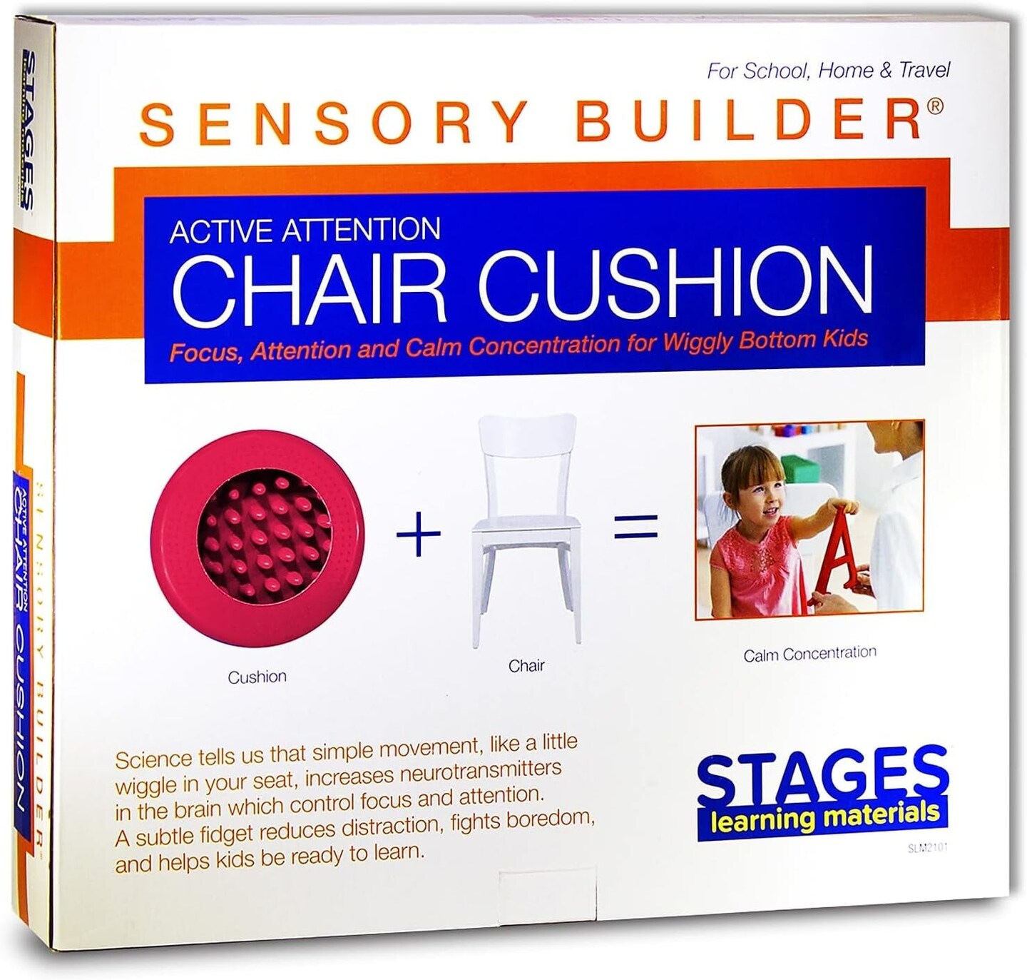 Sensory Builder Active Attention Chair Cushion for Wiggly Bottom Kids Seat, Red, 13&#x22; X 2.5