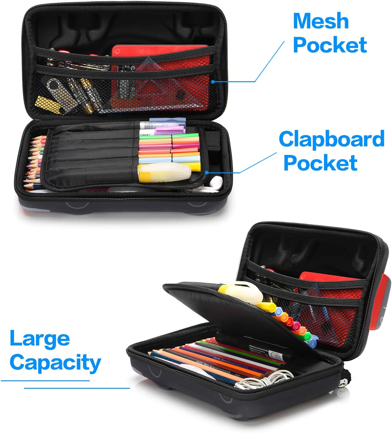 Large-Capacity Race Car Pencil Case, Pencil Box, Storage Box for School Students Boys Teens Kids Toddlers Grey Red