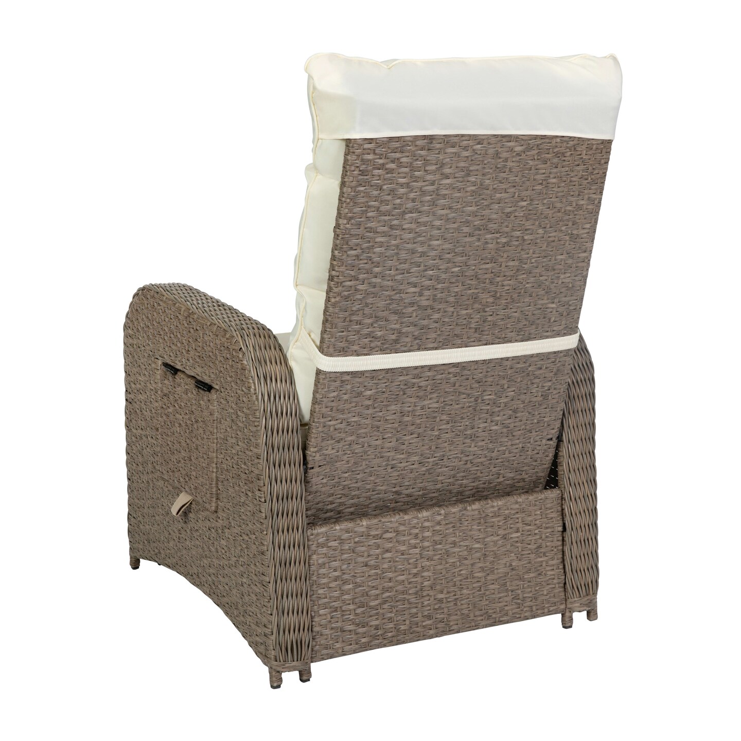 Merrick Lane Selci Set of 2 Modern Style Patio Wicker Rattan Indoor/Outdoor Recliner Lounge Chairs with Side Tables and Adjustable Backs