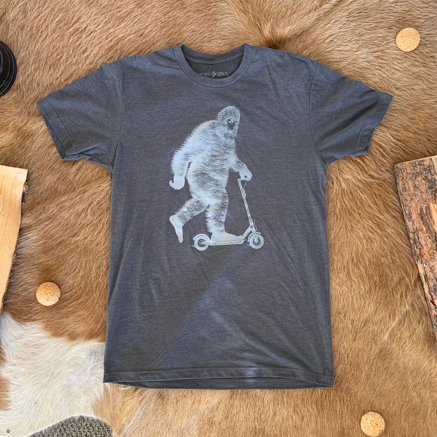 Scooter Riding Bigfoot Graphic T-shirt for Sasquatch, Bigfoot and Yeti Fans - Glows in the Dark! product 4