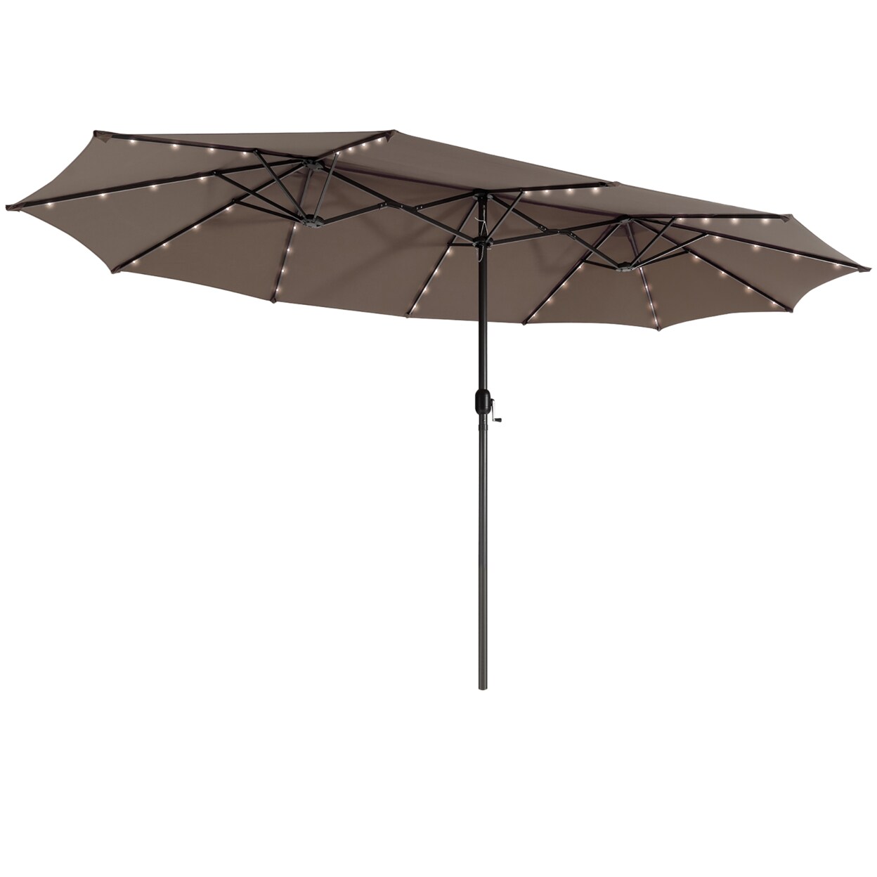 15Ft Solar Led Patio Outdoor Double-Sided Umbrella W/ 48 Lights Crank