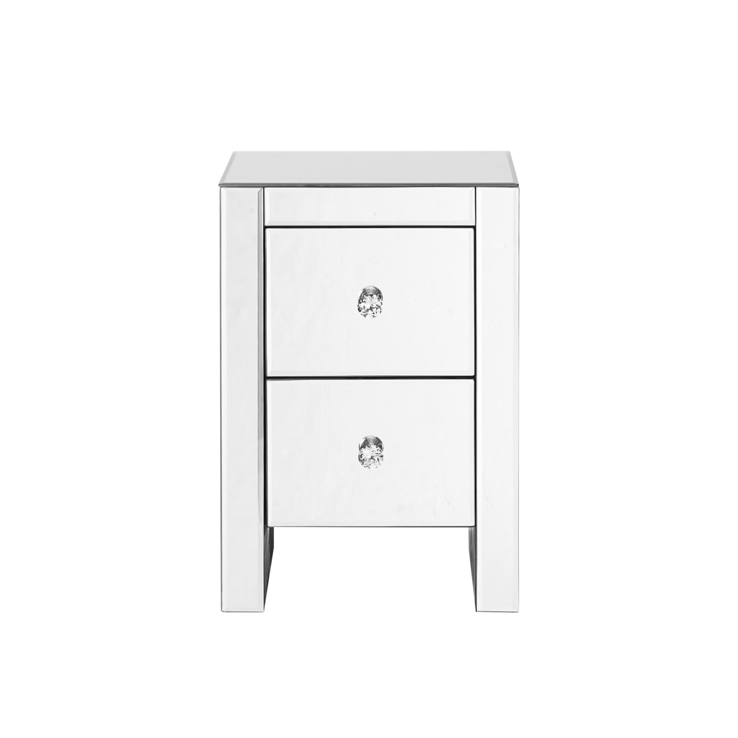 Mirrored Nightstand End Table with Drawers
