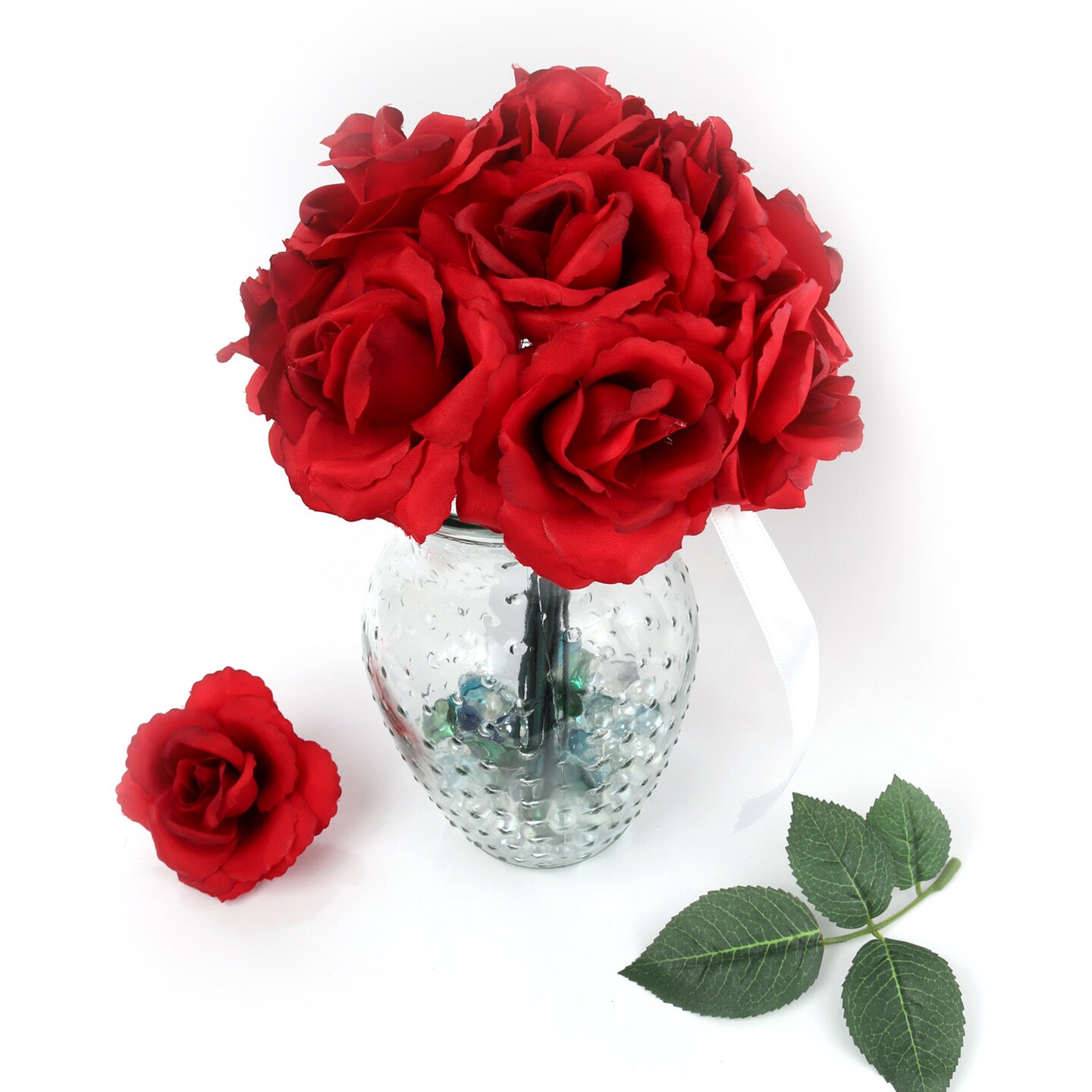 50 Elegant Dark Red Silk Roses: Ideal for Wedding Decor, Bouquets, Centerpieces, and DIY Projects