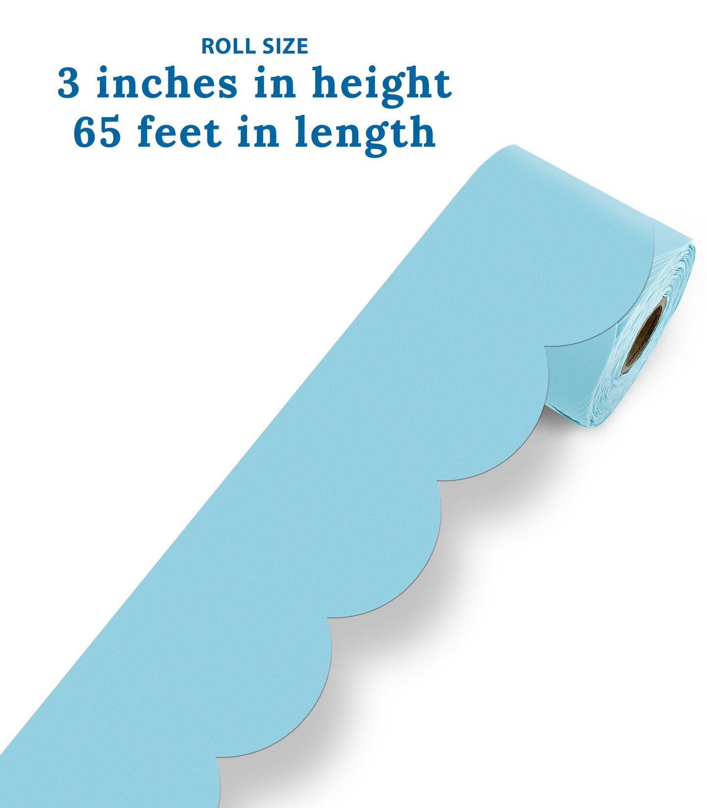 Carson Dellosa 65Ft of Sky Blue Bulletin Board Borders, 1 Roll of Pastel Scalloped Trim for Rolling Whiteboard, Cork and Posterboard, Party, Easter, Spring Decorations, and Classroom Decor