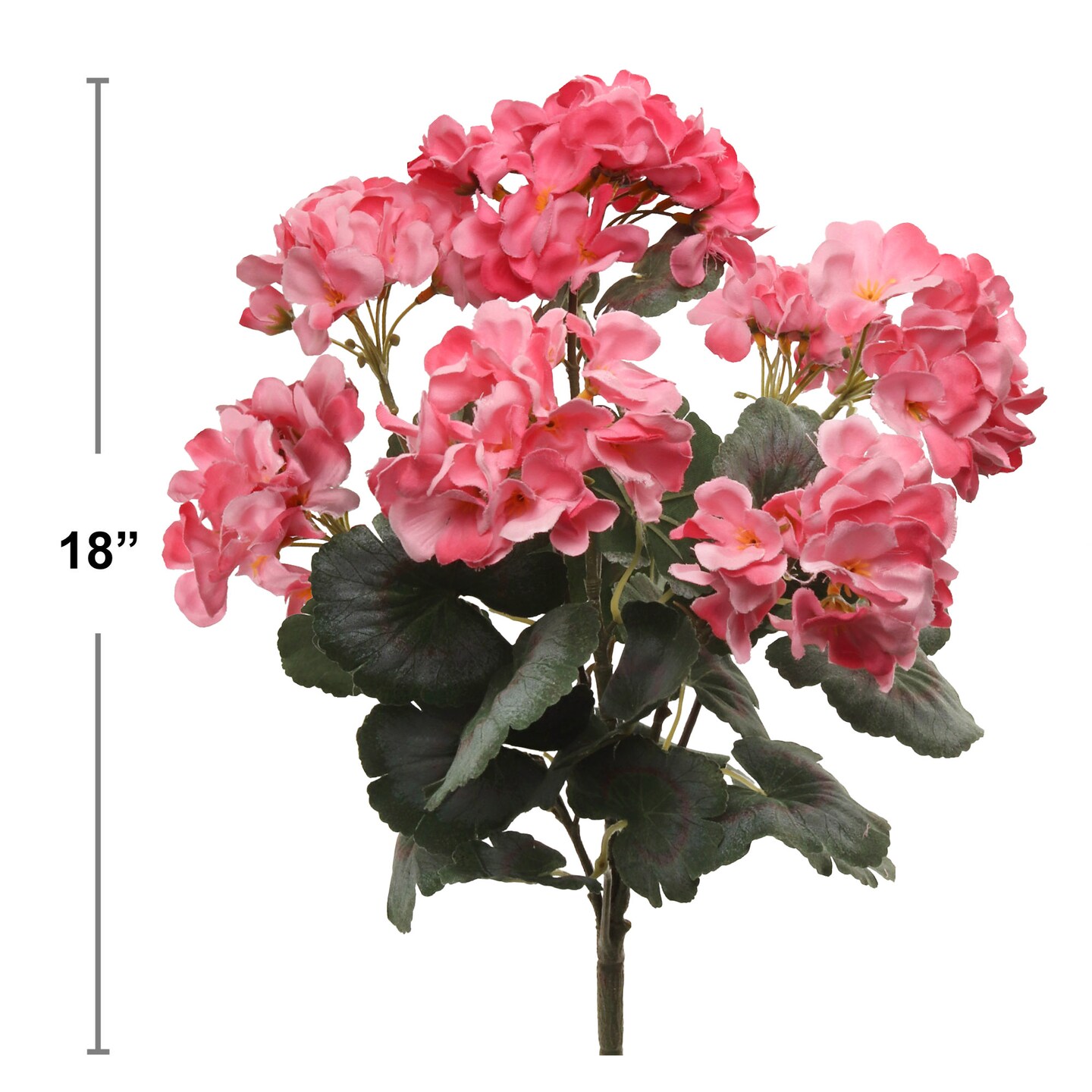 Vibrant Pink Artificial Geranium Bush - 18" Lifelike, 7 Stems, Perfect for Outdoor & Indoor Decor, Floral Home by Artificial Flowers