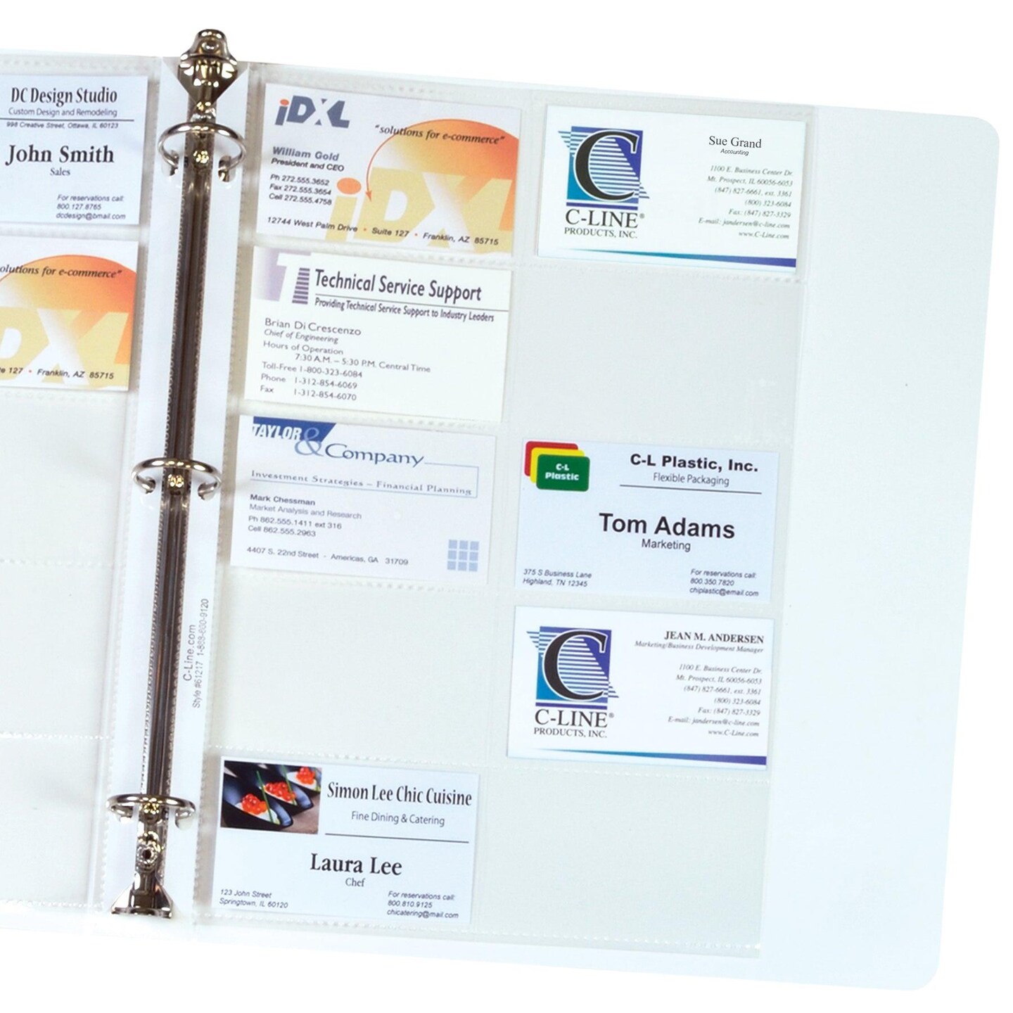 Business Card Holder, Poly without Tabs, Holds 20 Cards/Page, 11-1/4&#x22; x 8-1/8&#x22;, 10 Per Pack, 10 Packs
