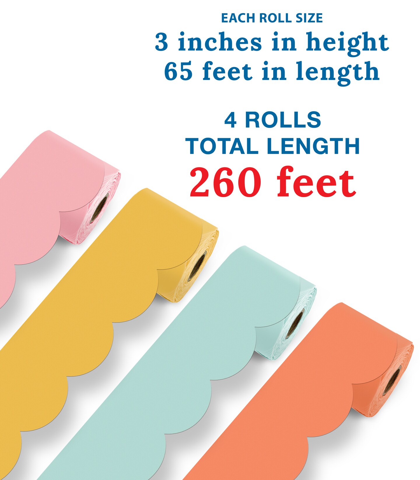 Carson Dellosa 260Ft Scalloped Retro Groovy Bulletin Board Borders, 4 Pack Colorful Bulletin Board Border for Boho D&#xE9;cor, Office D&#xE9;cor, Retro D&#xE9;cor, Party, Bulletin Board Decorations, Classroom D&#xE9;cor