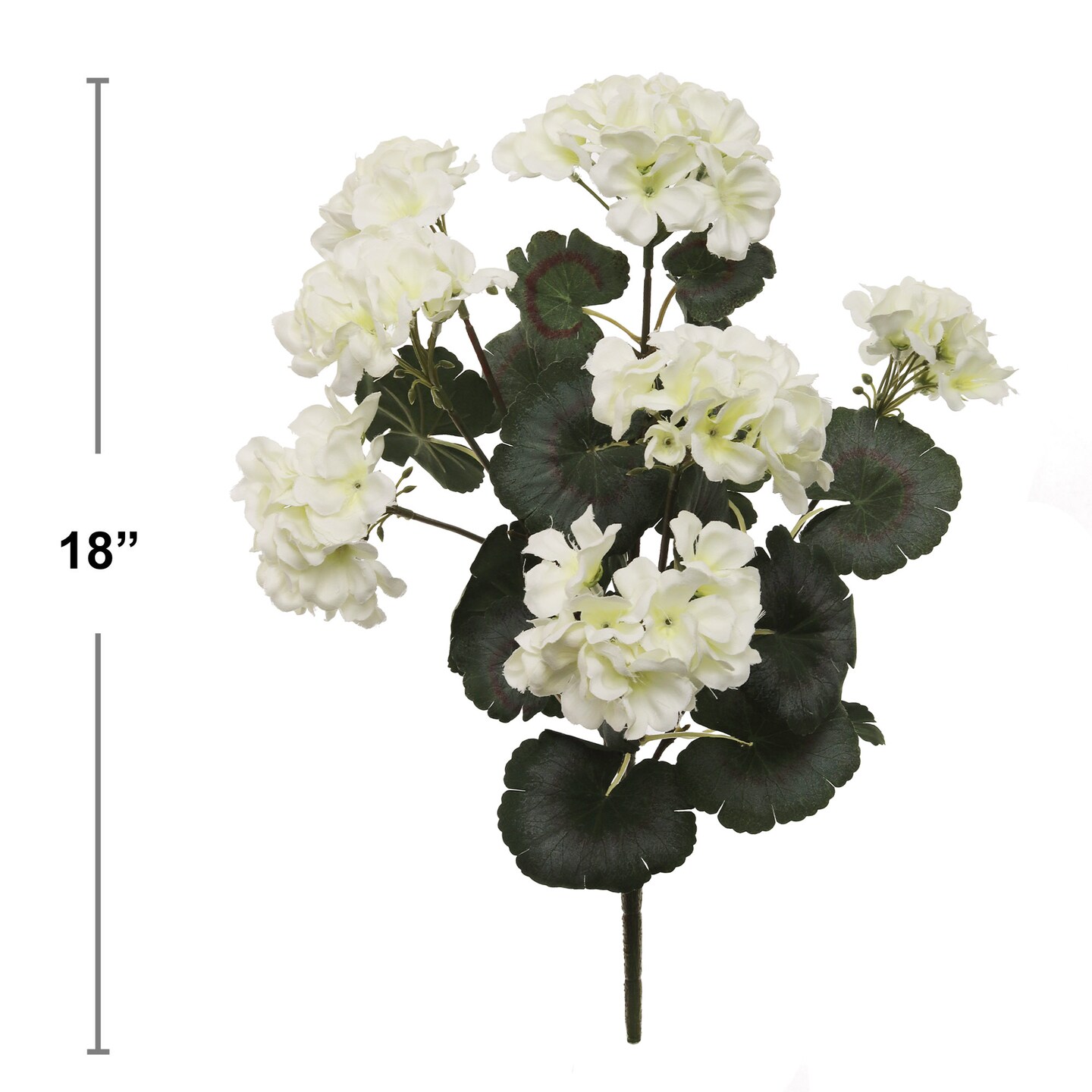 Elegant 18-Inch White Geranium Artificial Flower Bush - Premium 7-Stem Decorative Floral Arrangement with 20 Lush Leaves, Floral Home by Artificial Flowers