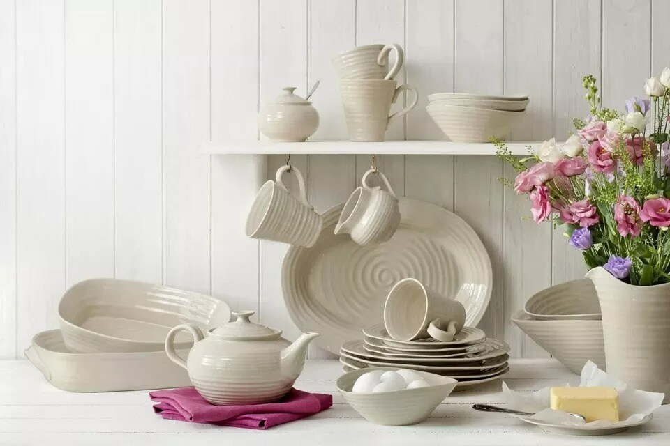 Portmeirion Sophie Conran Large Handled Oval Roasting Dish - Pebble, Porcelain
