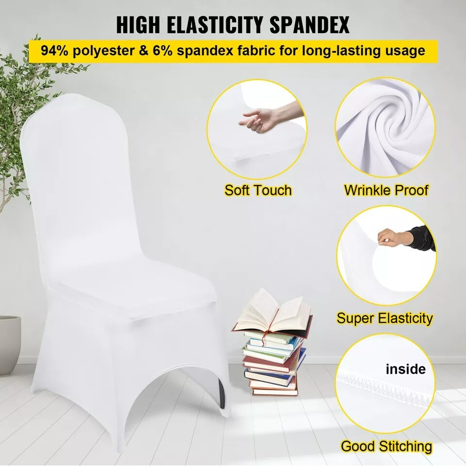 50PCS Stretch Spandex White Folding Chair Covers Room Celebrations Wedding