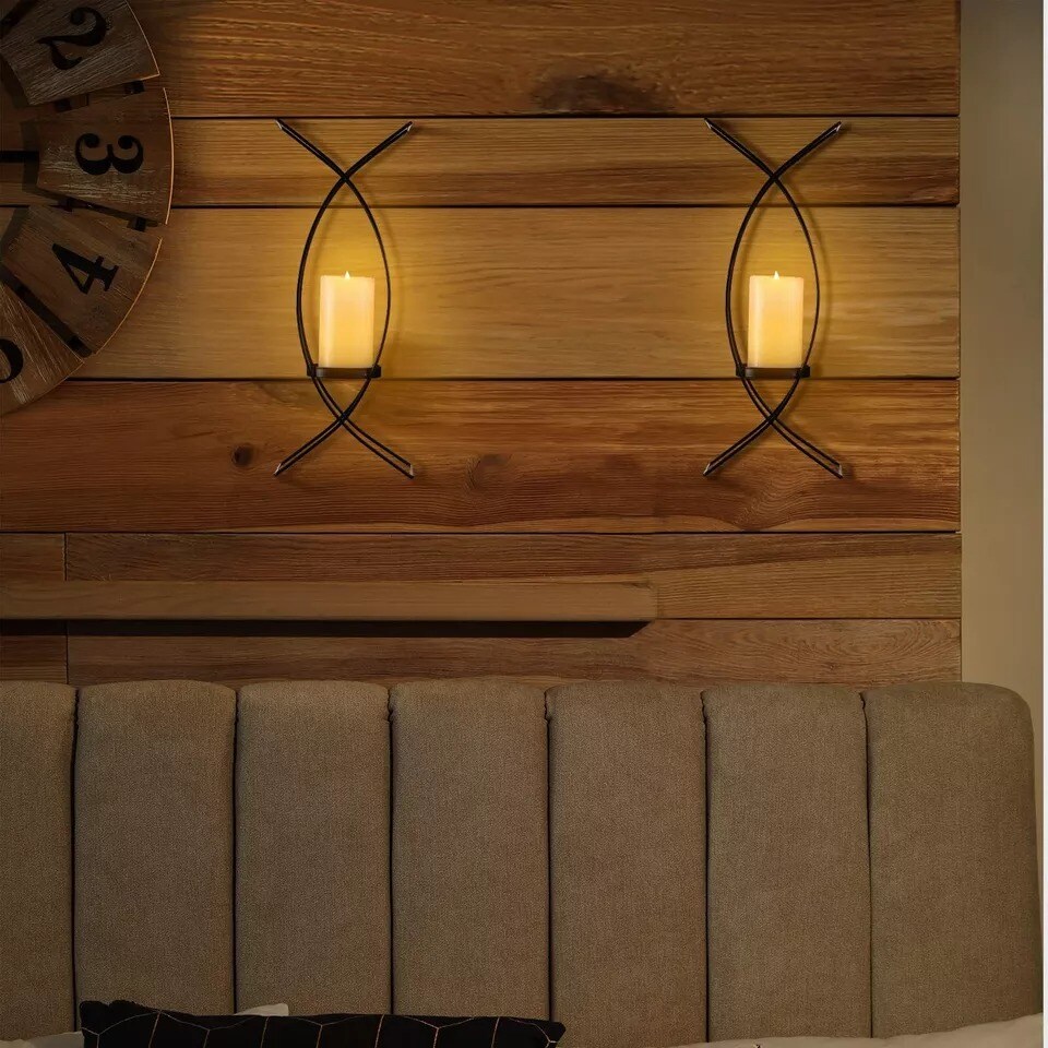 Vesici Set of Two Wall Sconces Metal Sconces Wall Candle Holder Wall Decor