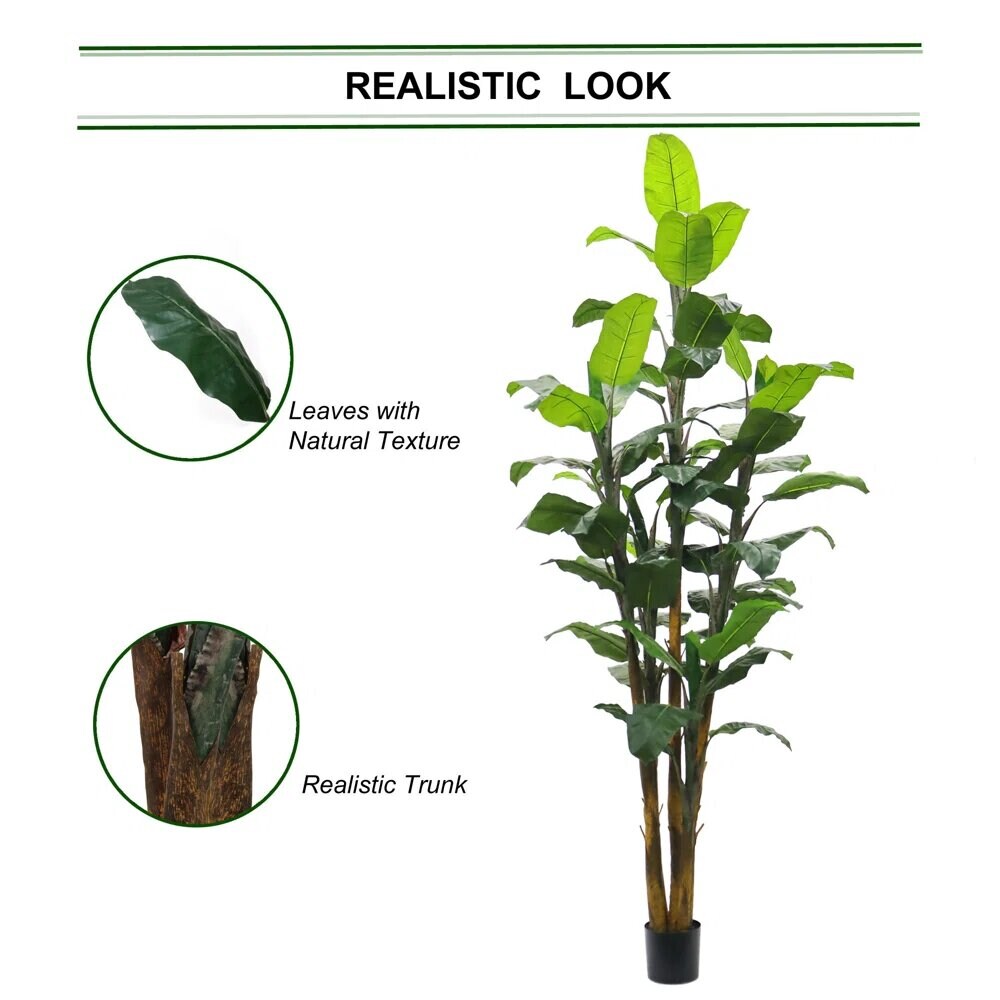 Luxurious 84-Inch Faux Banana Tree - Realistic Artificial Tropical Plant for Premium Home or Office Decor, Floral Home by Artificial Flowers