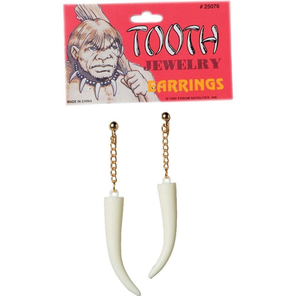 Sabre Tooth Indian Cave Woman Costume Earrings