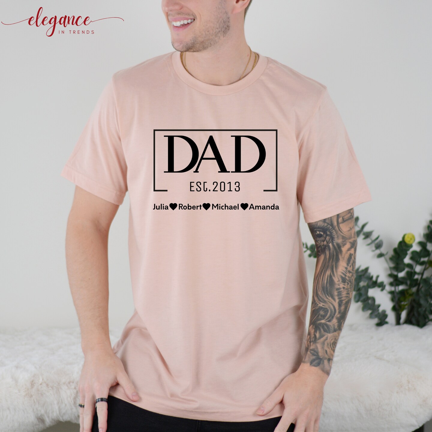 Personalized dad est t shirt with kids names custom fathers day gifts