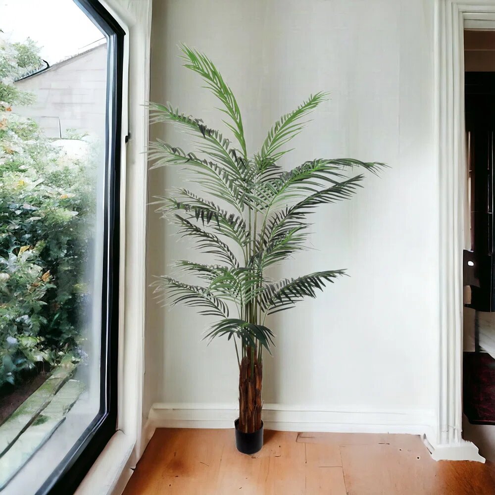 7-Foot Artificial Palm Tree Plant - Lifelike Indoor/Outdoor Fake Tropical Palm for Home Decor &#x26; Office Ambiance, Floral Home by Artificial Flowers