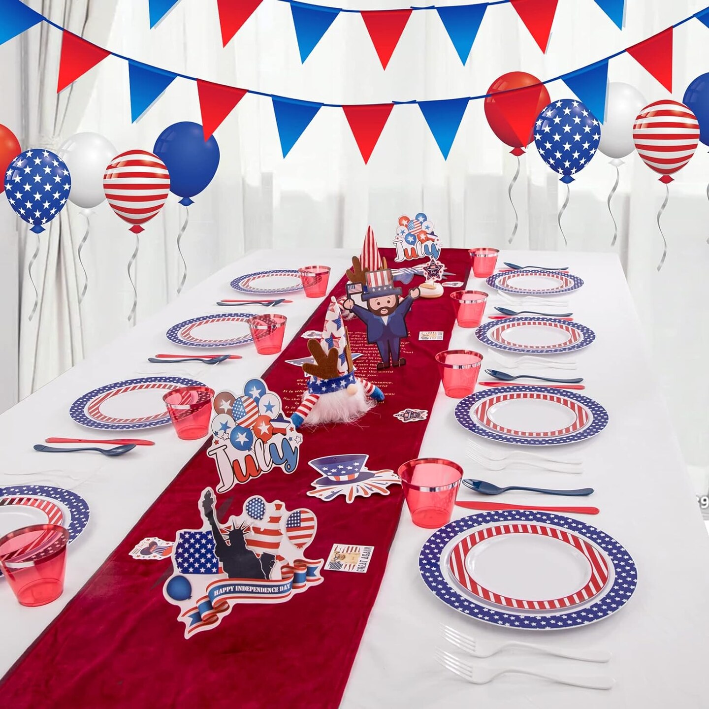 180-Pieces American Flag Dinnerware Set