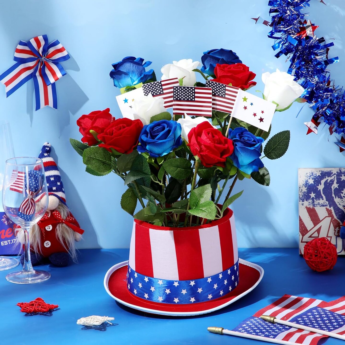 Patriotic Flower Pot Hat Set