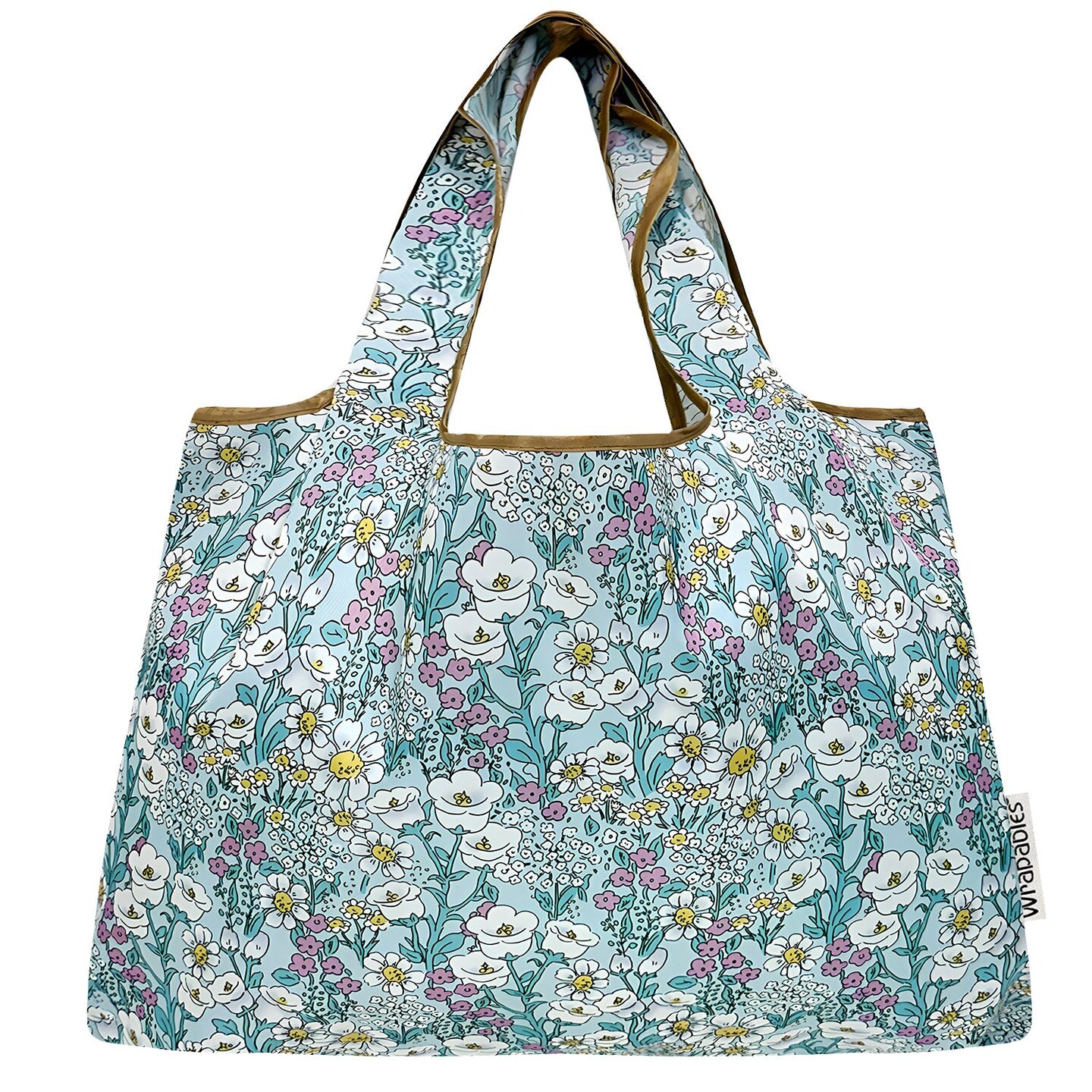 Wrapables Large Foldable Tote Nylon Reusable Grocery Bags, Spring Flora