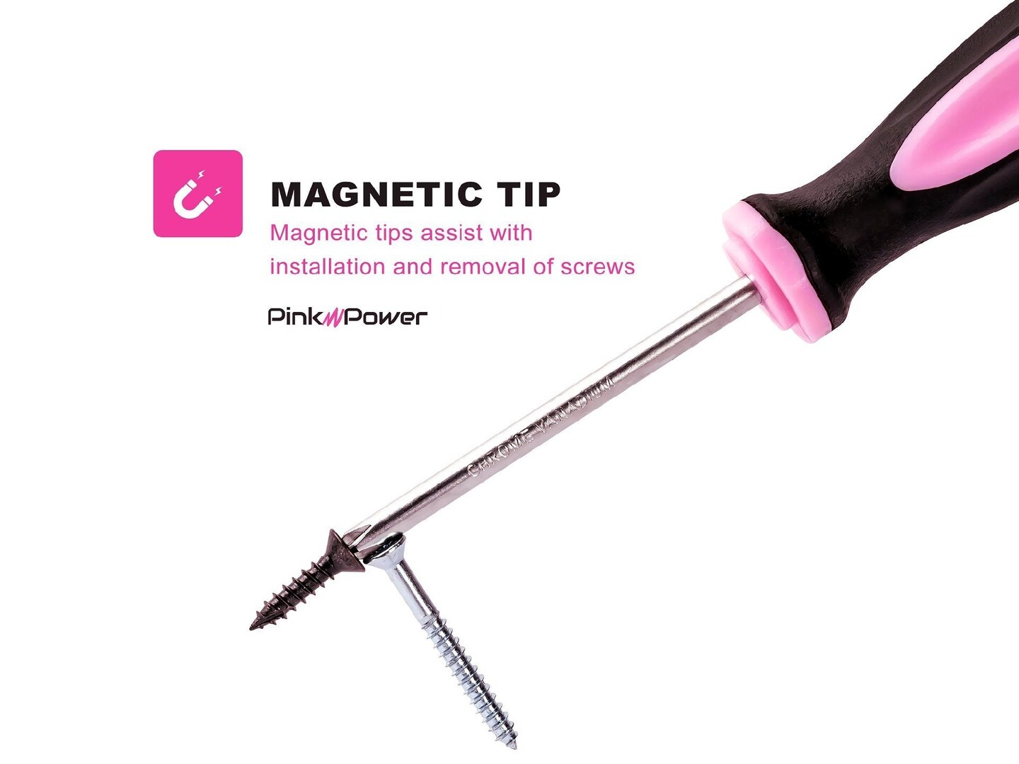 Pink Power 6-Piece Magnetic Screwdriver Set