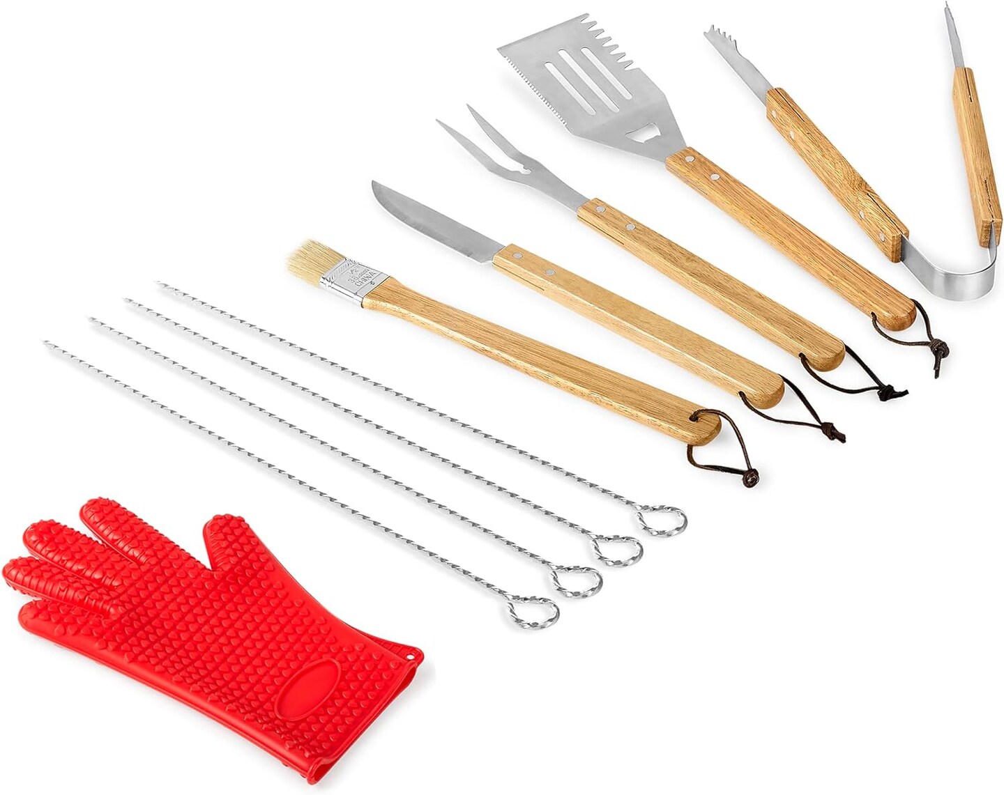 Makerflo 11 Pcs BBQ Grill Accessories Set Barbecue Maple Wood Toolbox Stainless Steel Grill Utensils | Camping Grilling Rust Free Kit Ideal for Craft- Laser Engraving Epoxy, UV DTF, Vinyl - Case of 6