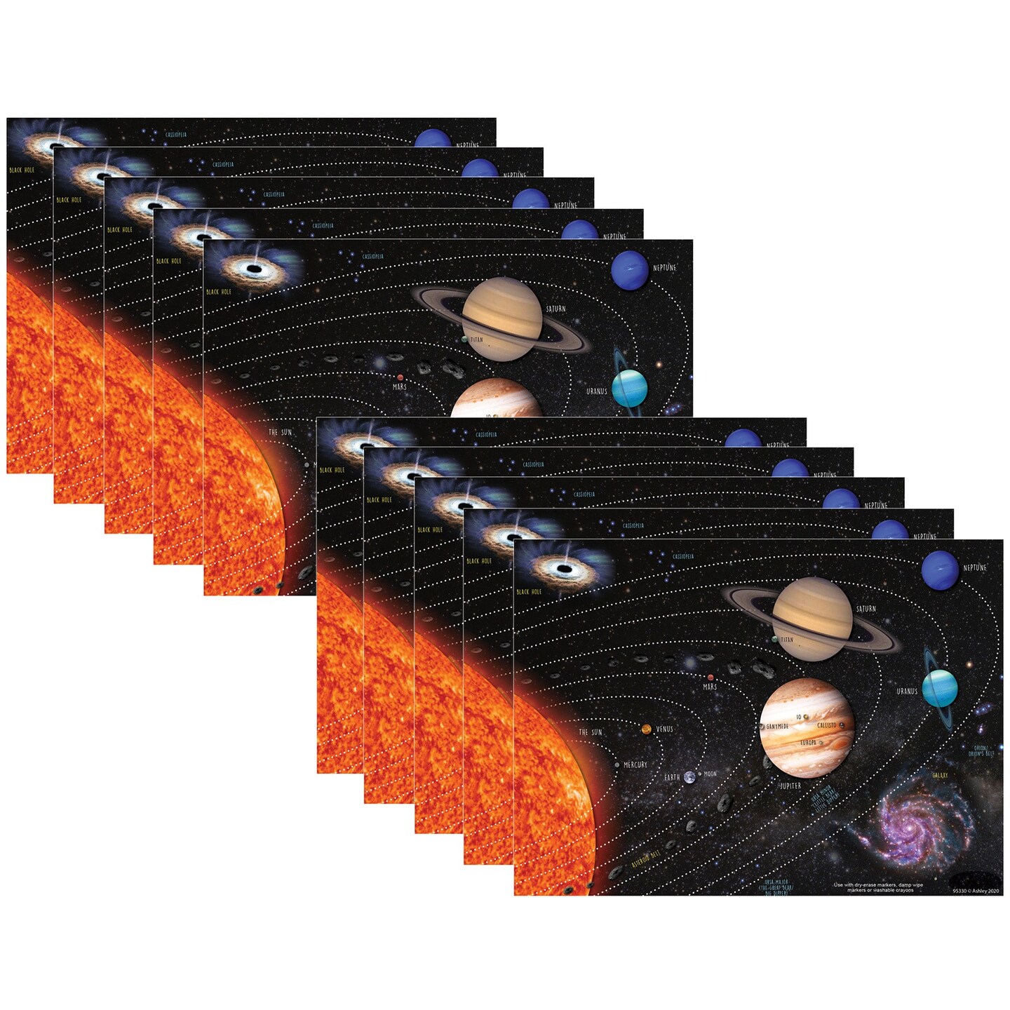 Smart Poly&#xAE; PosterMat Pals&#x2122; Space Savers, 13&#x22; x 9-1/2&#x22;, Solar System, Pack of 10